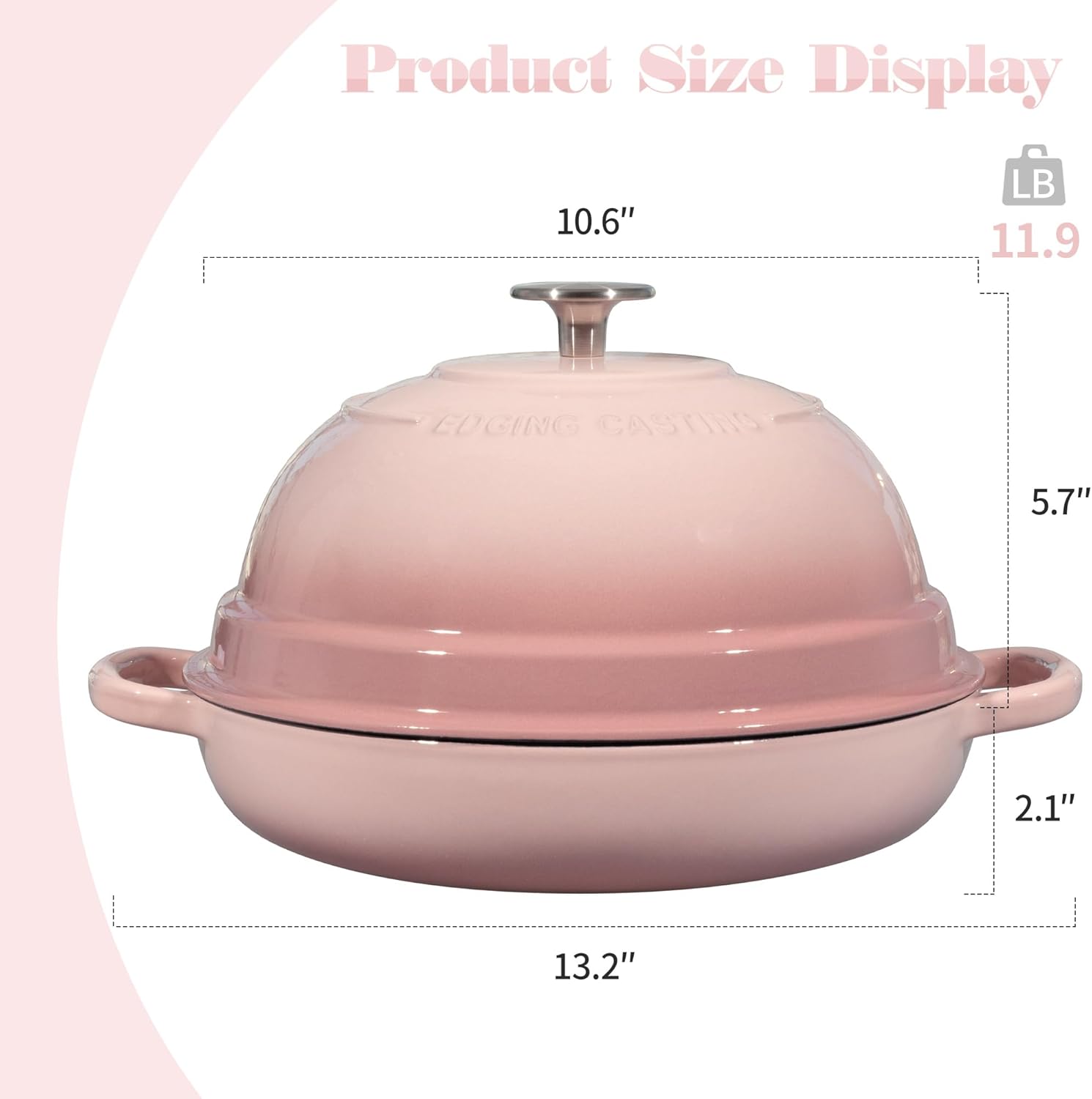 Thumbnail 2 de Edging Casting 6-Quart Enameled Cast Iron Dutch Oven Pot with Lid (Pink) for Bread Baking