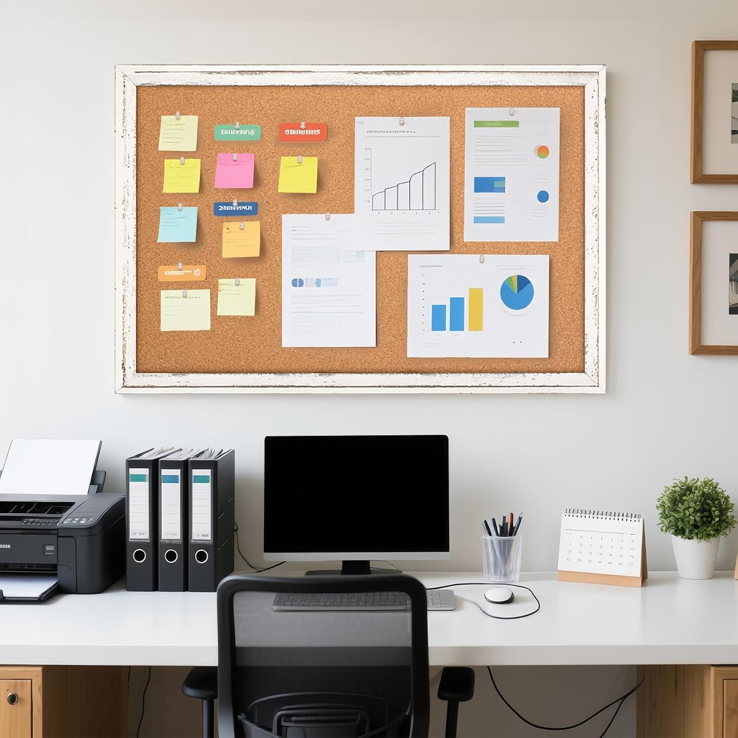 Thumbnail 6 de QUEENLINK 123456 Cork Bulletin Board, 36" x 24" White Wood Frame