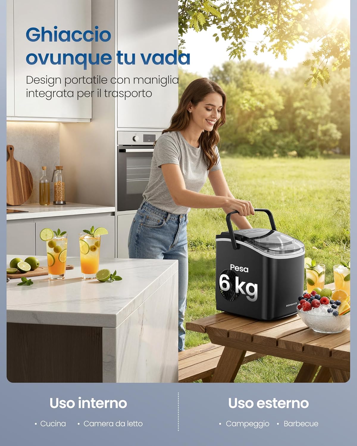 Detalle de SONGMICS Macchina Ghiaccio XZB001B1EU: compatta, silenziosa e autopulente per casa, ufficio e feste