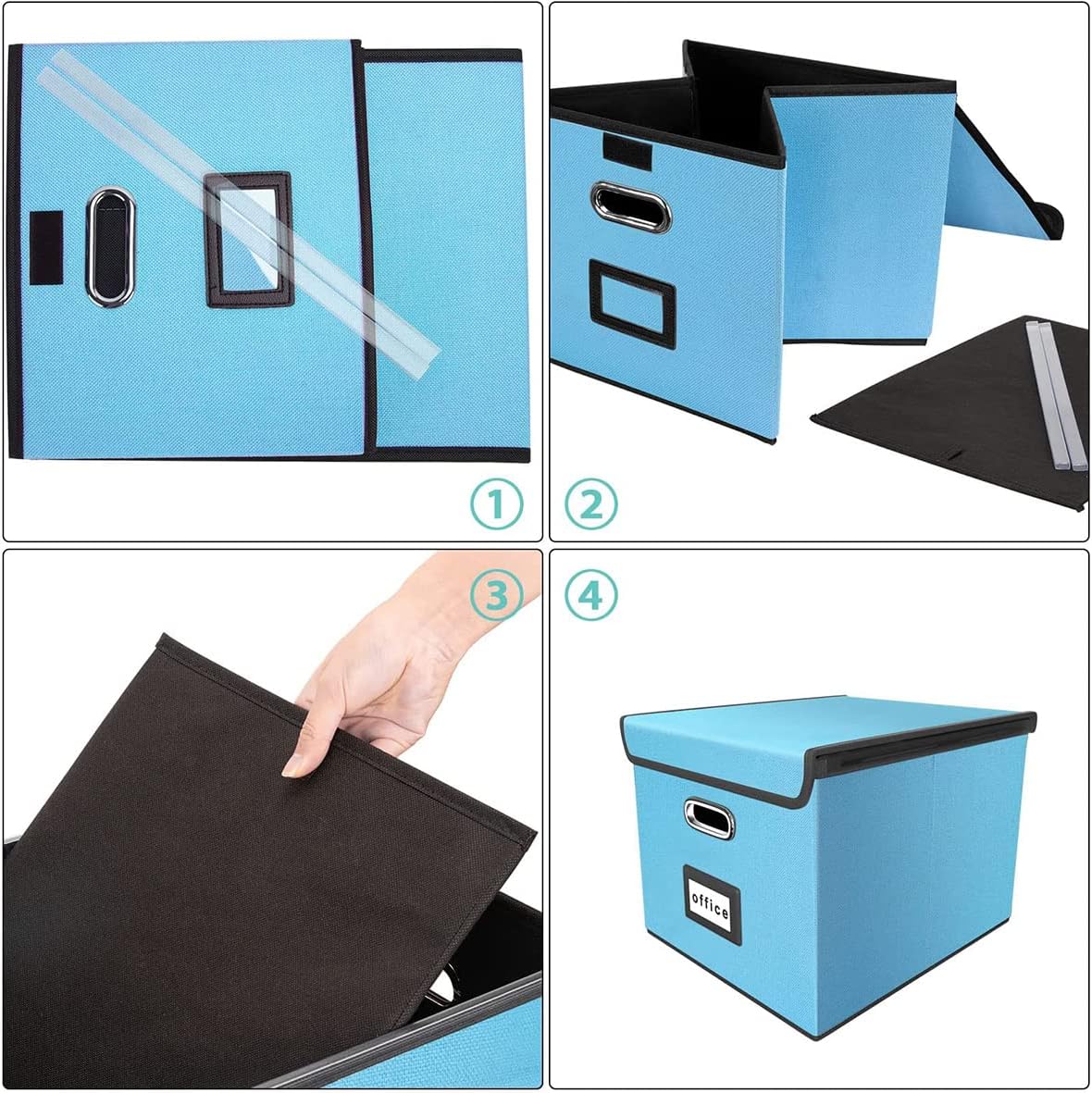 Detalle 2 de TORASO LG-Sky Blue-2pcs Collapsible Linen File Organizer Boxes with Lids