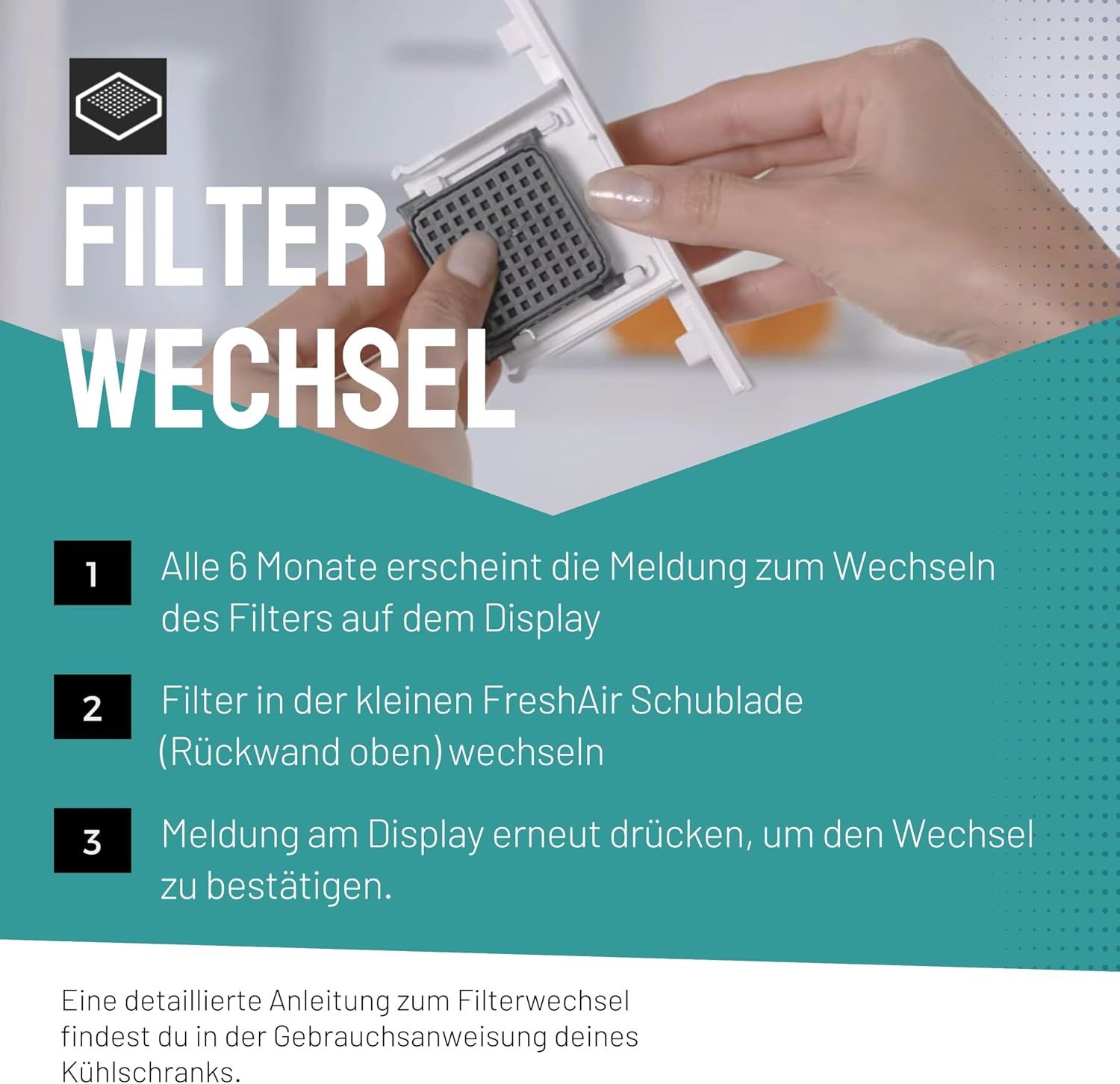 Thumbnail 5 de FilterBase Fresh Air Filter für Liebherr Kühlschrank – 49 x 45 x 10 mm, 2025 Modell