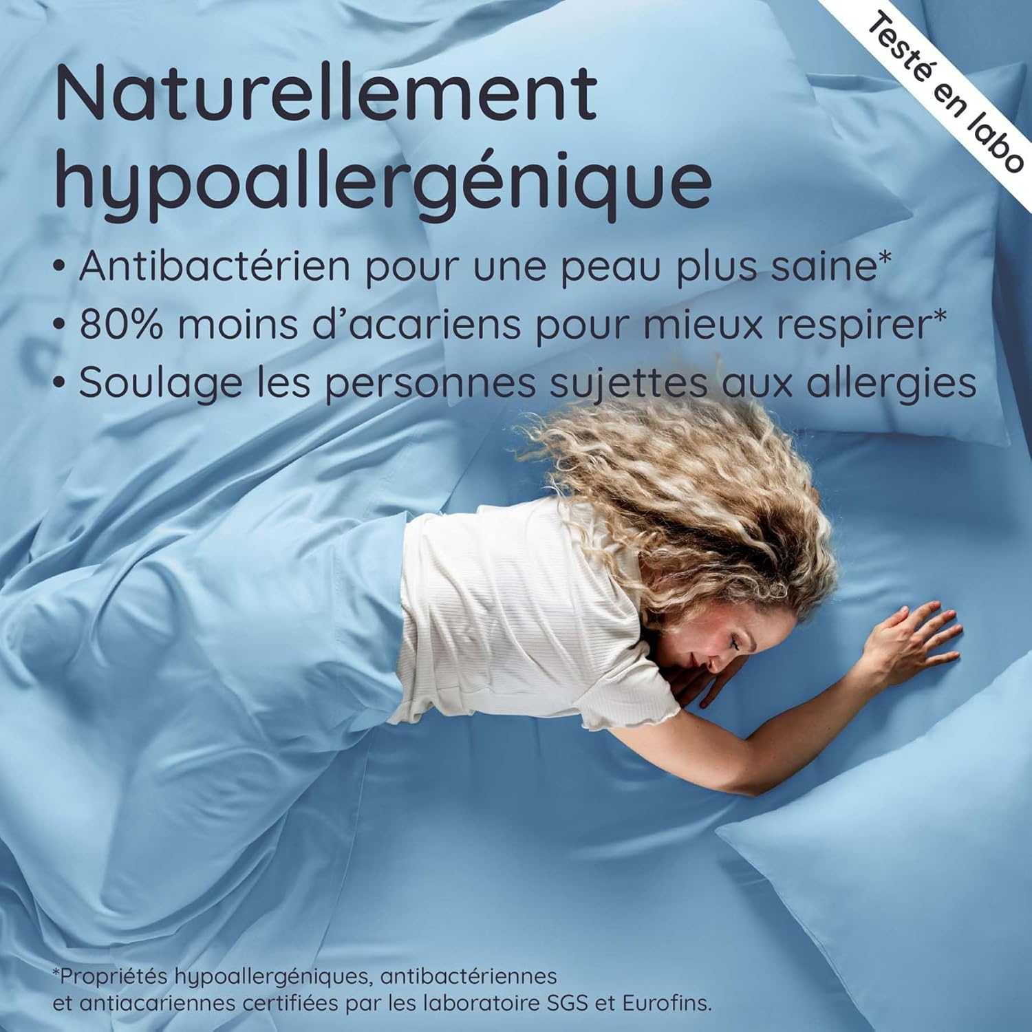 Thumbnail 4 de Bambaw Drap housse bambou 140x200 cm (bleu clair) pour matelas épais jusqu’à 35 cm