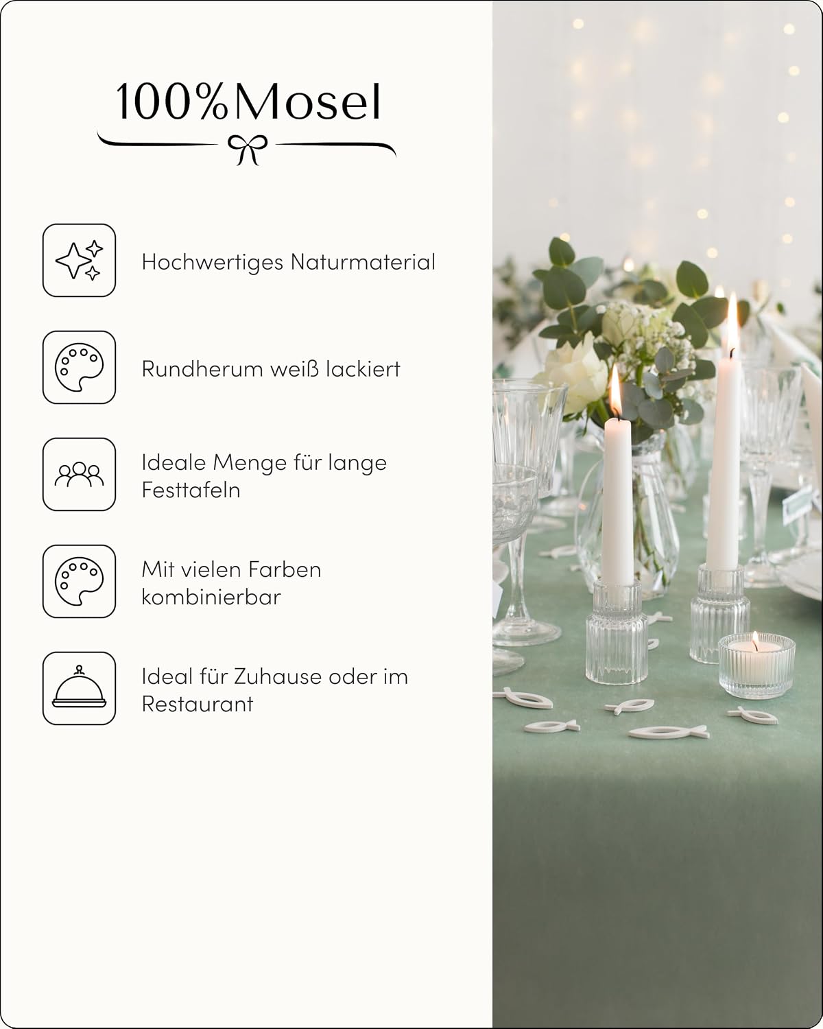 Detalle 1 de 100%Mosel Mosel Streudeko Fische aus Holz, 150 Stück in Weiß – Tischkonfetti für Taufe, Kommunion & Konfirmation