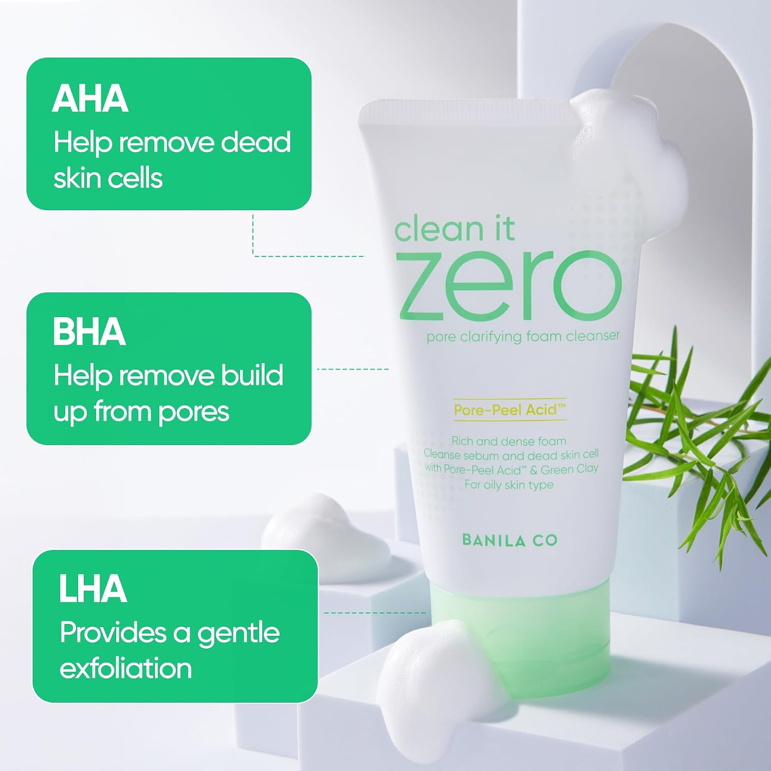 Detalle de BANILA CO Clean it Zero Porenaufhellender Schaumreiniger – Tiefenreinigung mit erfrischendem Finish (150 ml)