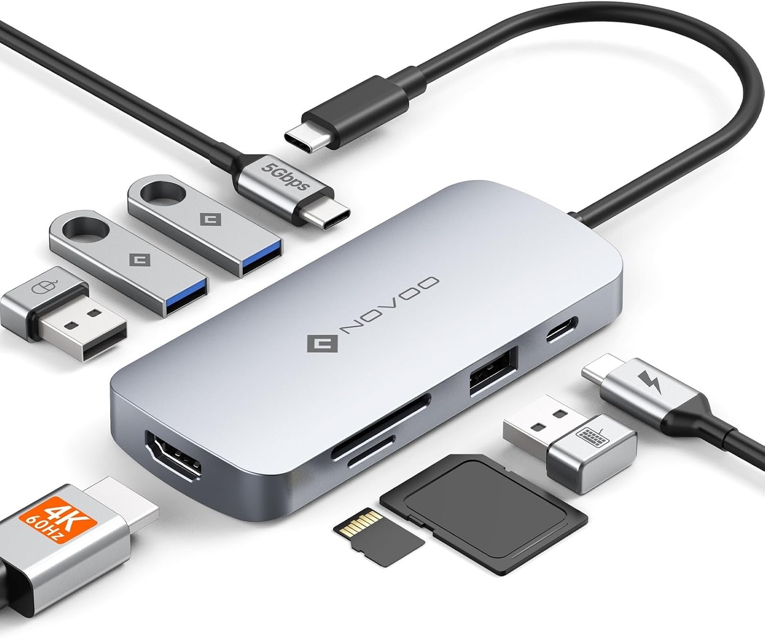 NOVOO Hub USB C 9 in 1 4K 60Hz