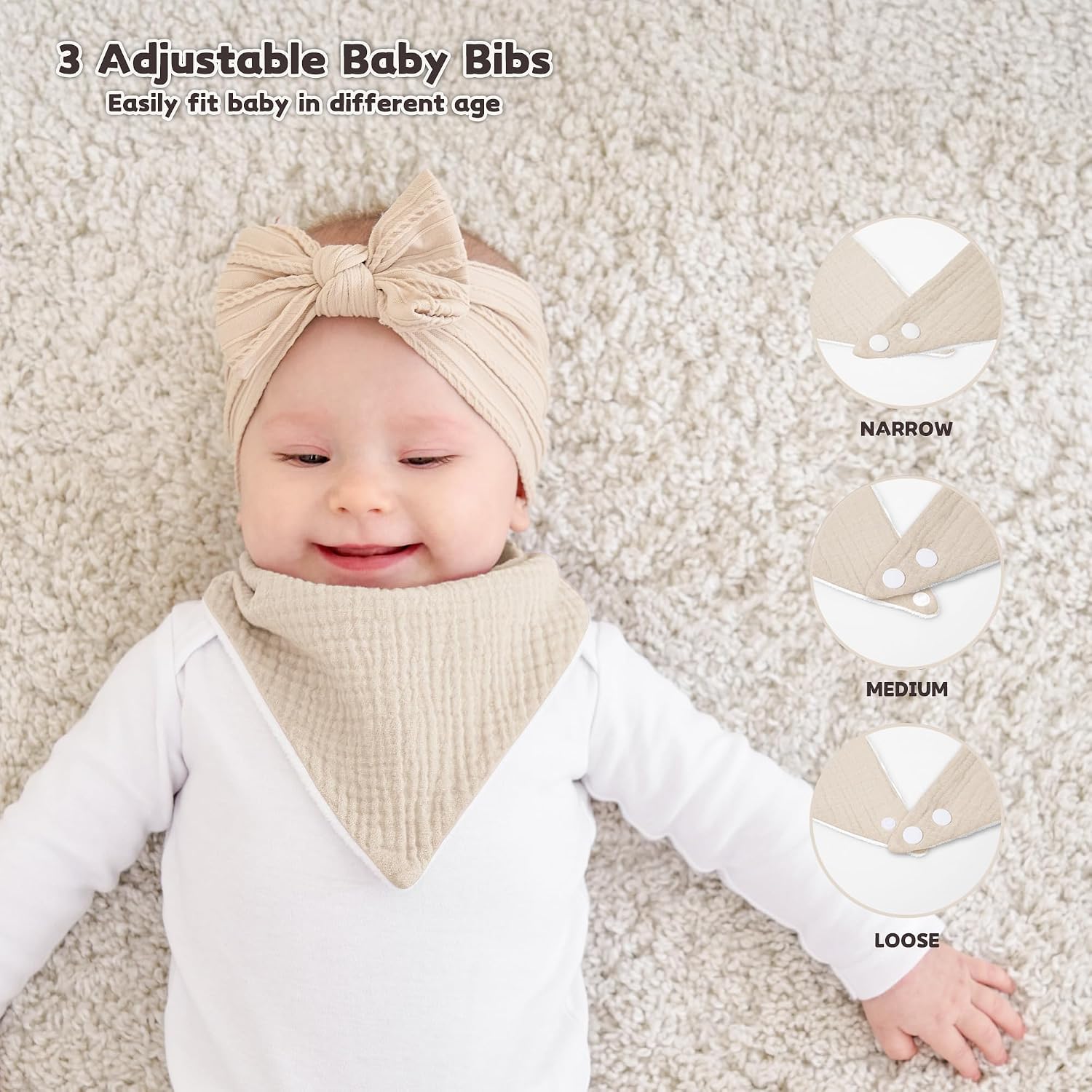 Thumbnail 4 de Susurration Muslin Baby Drool Bibs (Triangle, Adjustable, One Size) – 6 Pack, Blue