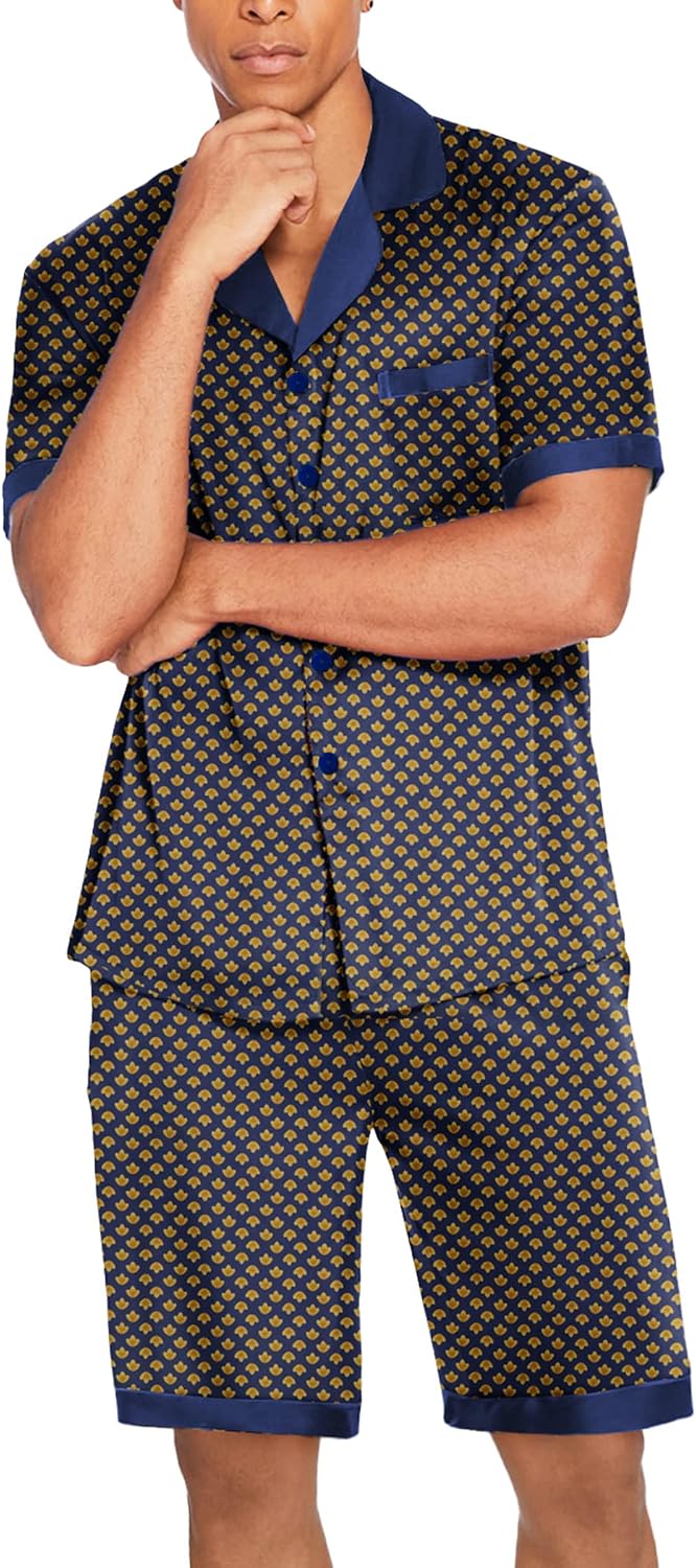 Detalle de Ekouaer Men's Pajama Set, Satin