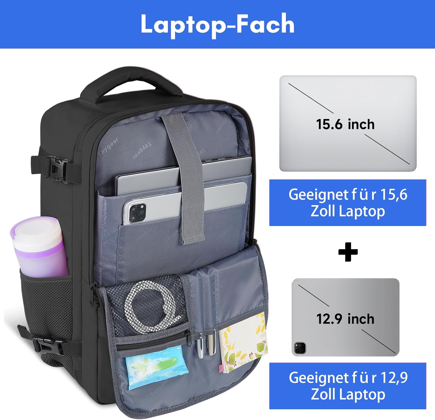 Detalle de Taygeer EasyJet Handgepäck 45x36x20 Laptop