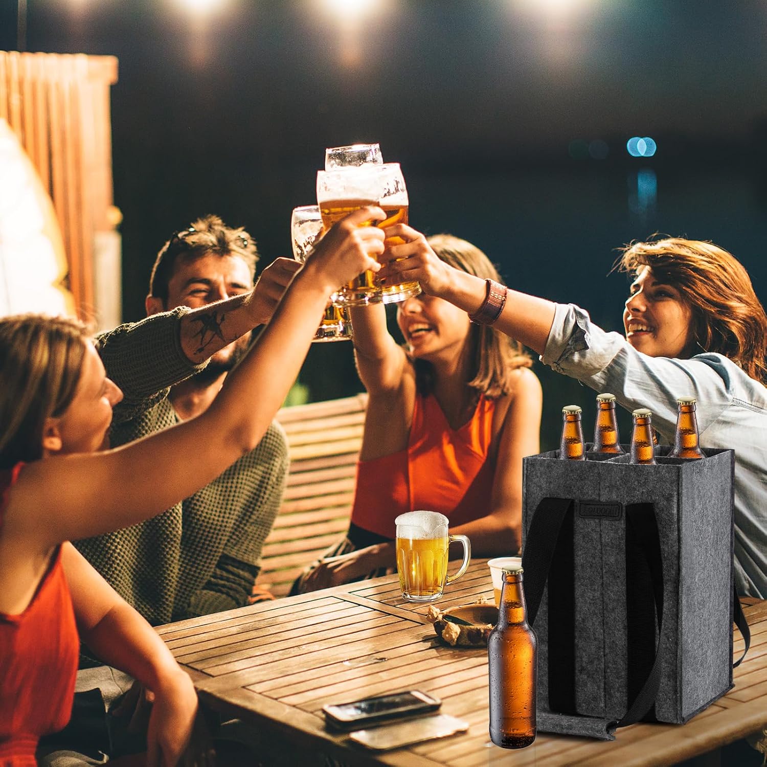 Thumbnail 5 de Lewooilt Reusable wine bottle bag 4 compartments