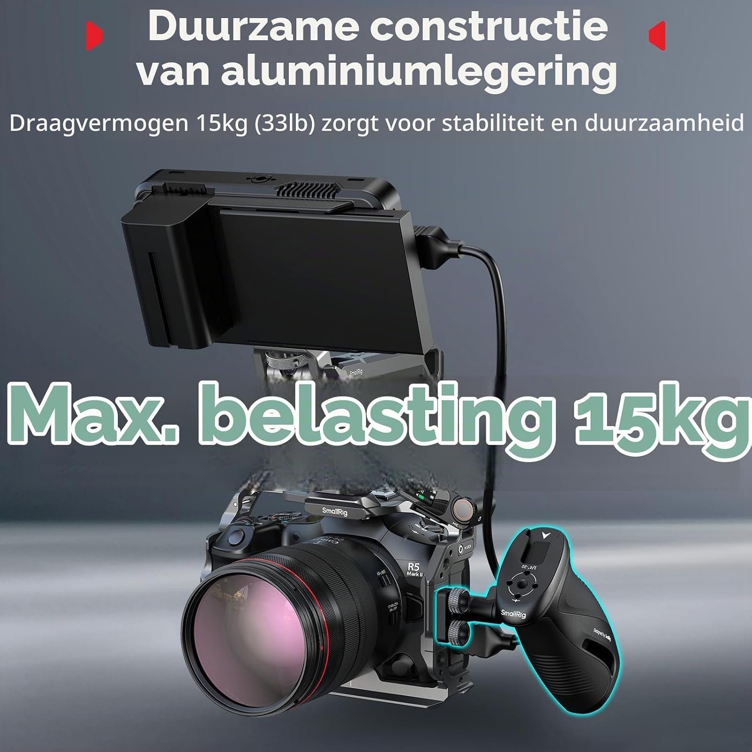 Detalle de SMALLRIG 5194 draaibare zijhandgreep voor camera’s met 360°-rotatie