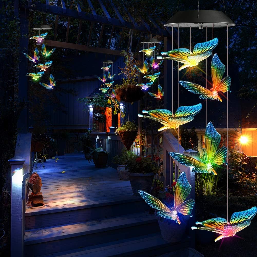 Thumbnail 1 de Qedertek Windspiele für Draußen – LED-Schmetterlinge mit Solarbetrieb und Farbwechsel