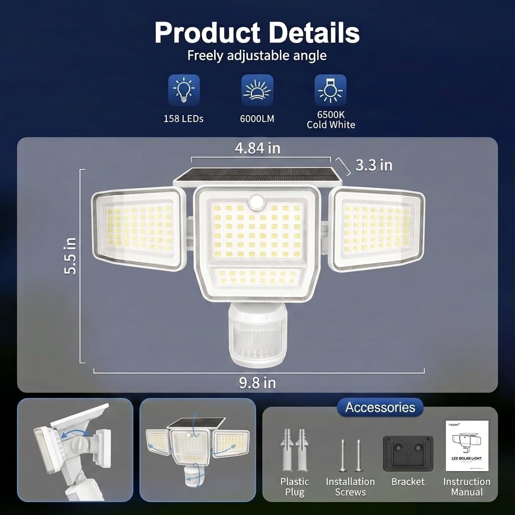 Detalle 2 de SZPOWER Solar Flood Lights 6000LM