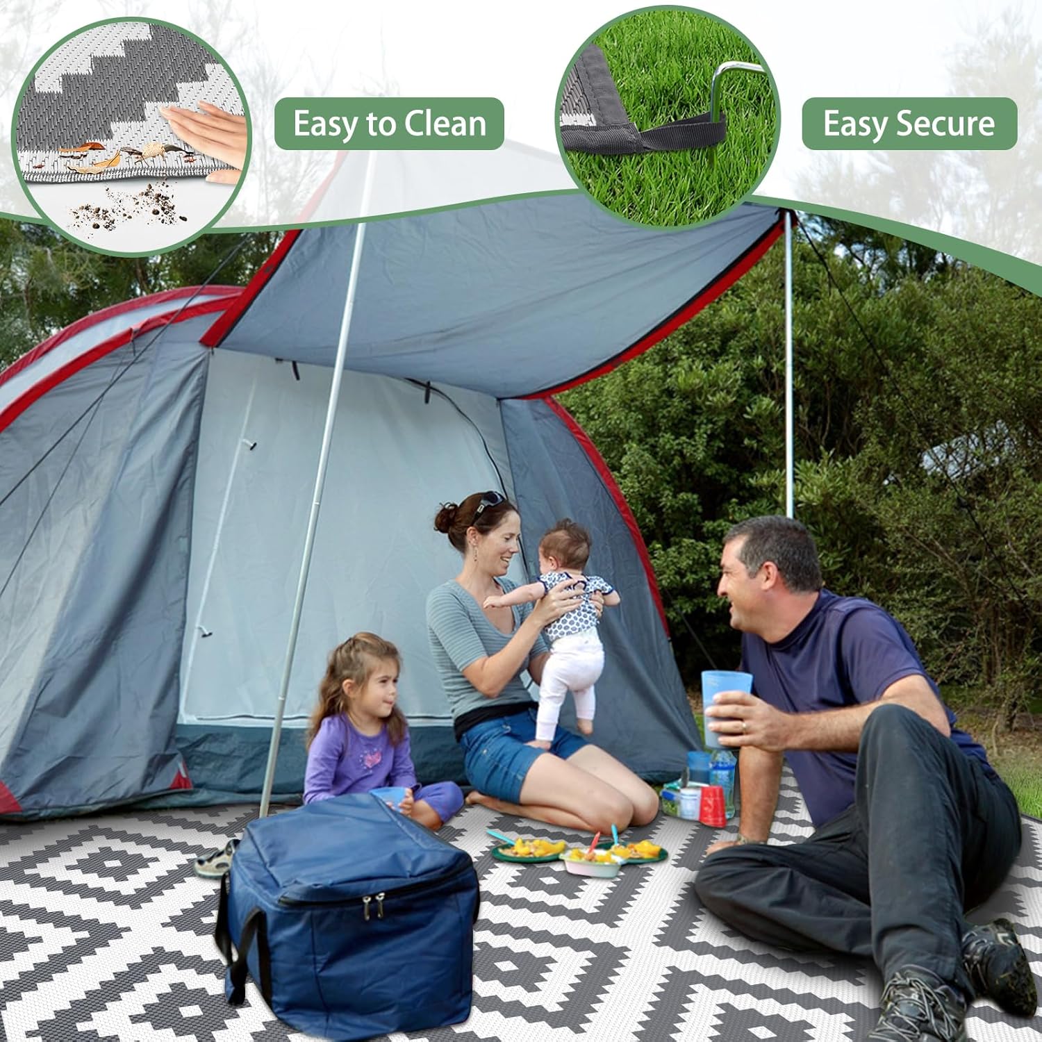Thumbnail 4 de Habaylin Outdoor Rug for Patios – Waterproof, Reversible, Large 150x240 cm