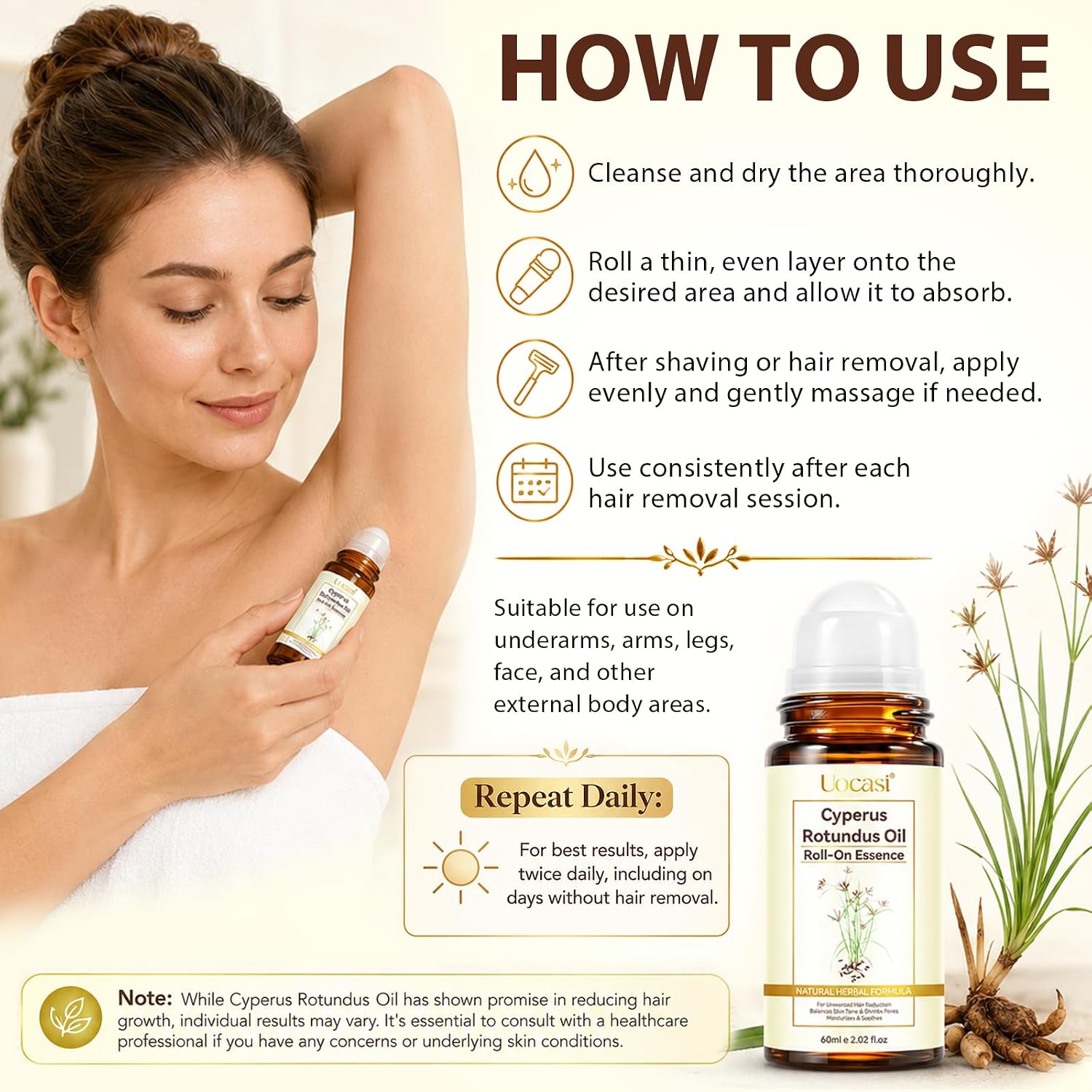 Detalle 2 de Uocasi Cyperus Rotundus Oil Roller Ball 2.02 Fl Oz