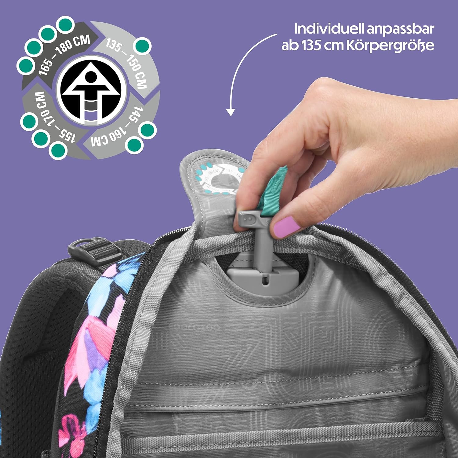 Detalle de Coocazoo MATE Schulrucksack Floral Artnight – ergonomisch verstellbar, ab der 3. Klasse