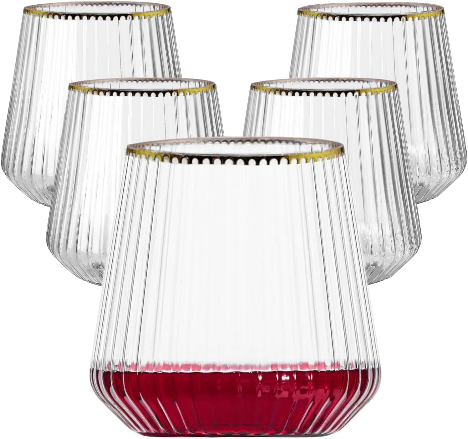 Lueumxc 14oz Ribbed Disposable Wine Glasses 🍷