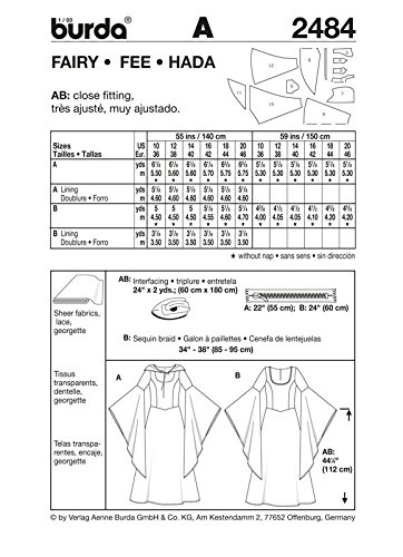 Thumbnail 1 de burdastyle Burda 2484 Schnittmuster Kostüm „Fee/Elfe/Braut“ für Fasching & Karneval (Gr. 36–46)