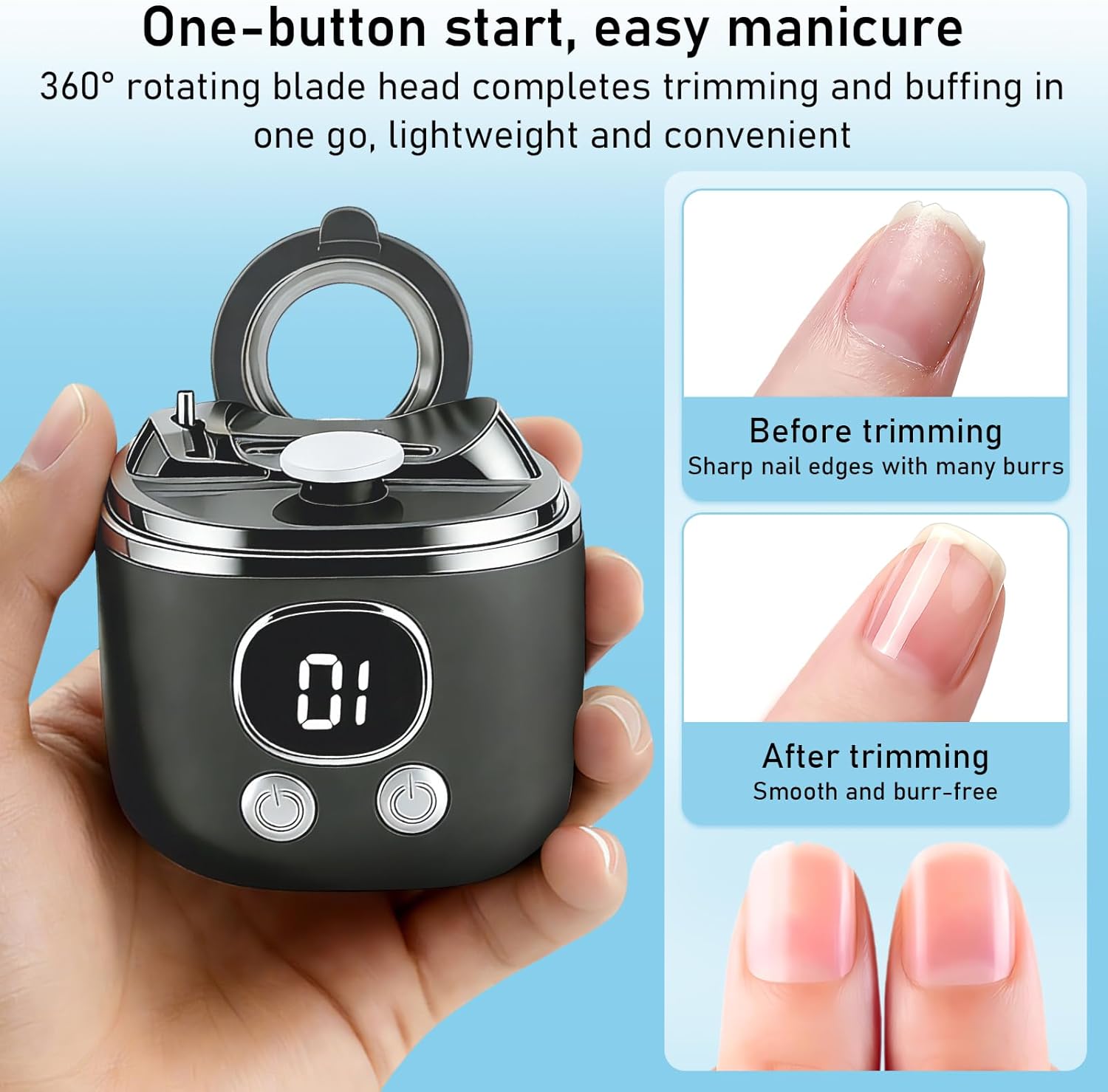 Thumbnail 1 de 3 in 1 Electric Nail Clippers and Polisher with Magnifier – 3-Speed Automatic Trimmer for All Ages