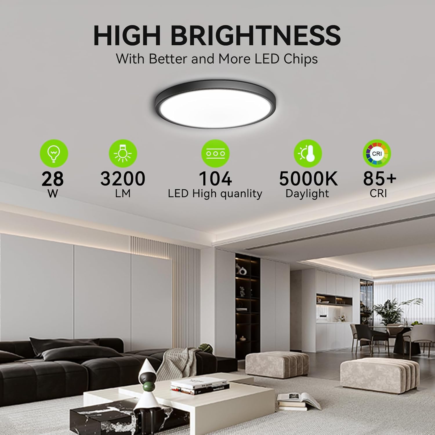 Detalle de MODERN 91d307f2-d870-436a-ade9-d639cf3d8095 LED Ceiling Lights, 28W, 5000K, 6-Pack