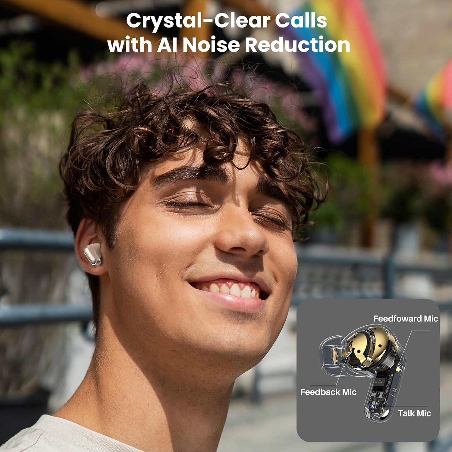 Detalle de TOZO NC20 Cuffie Bluetooth 5.4 con cancellazione ibrida, 80 ore e 6 microfoni ENC
