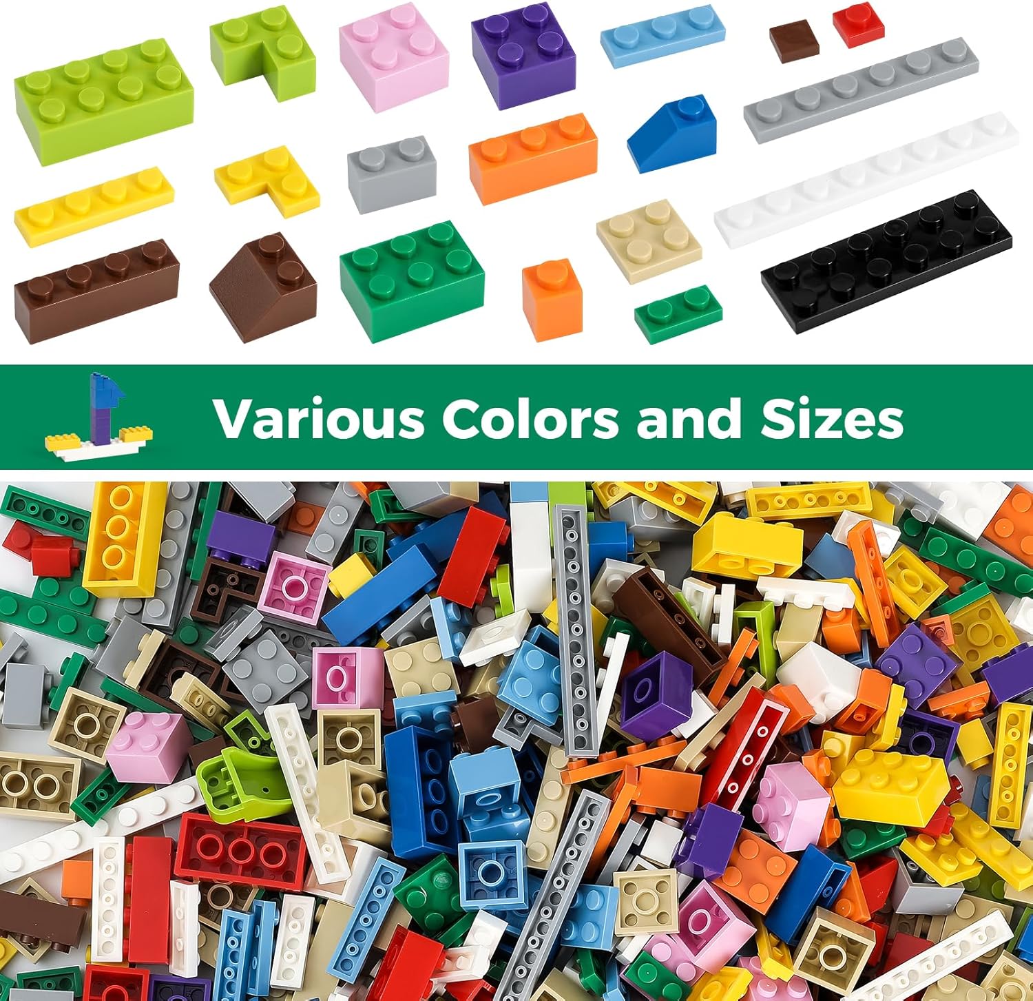 Thumbnail 4 de HUIZDQ 1000-piece building blocks set 6.3" base plates 🧱