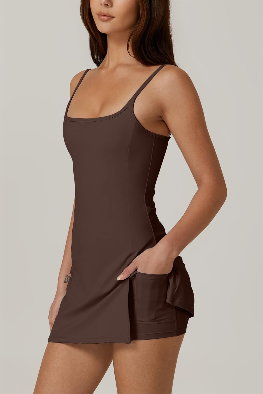 Thumbnail 2 de QINSEN Womens Spaghetti Strap Tennis Dress with Shorts