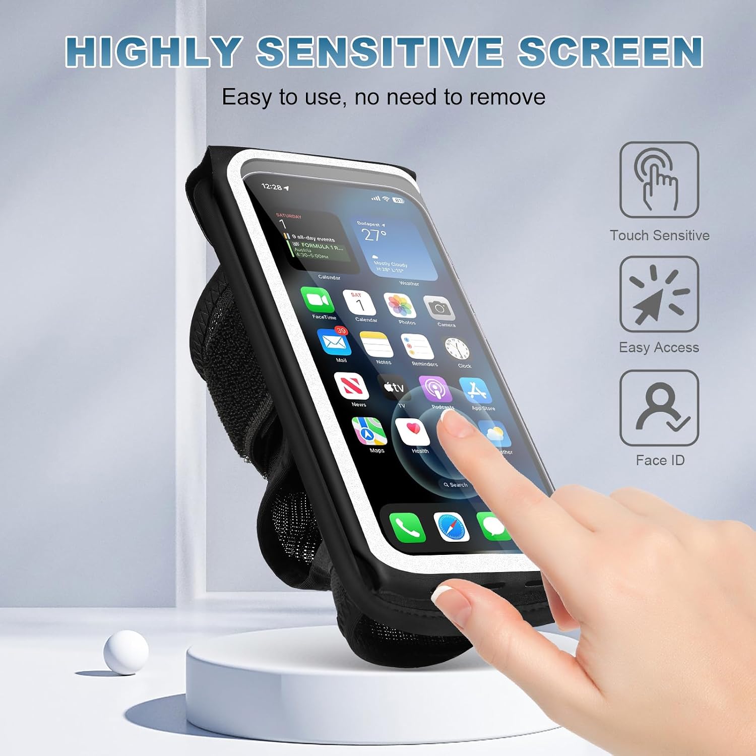 Detalle 2 de Guzack 2-in-1 Sweatproof Running Phone Holder – Armband and Glove for iPhone and Android