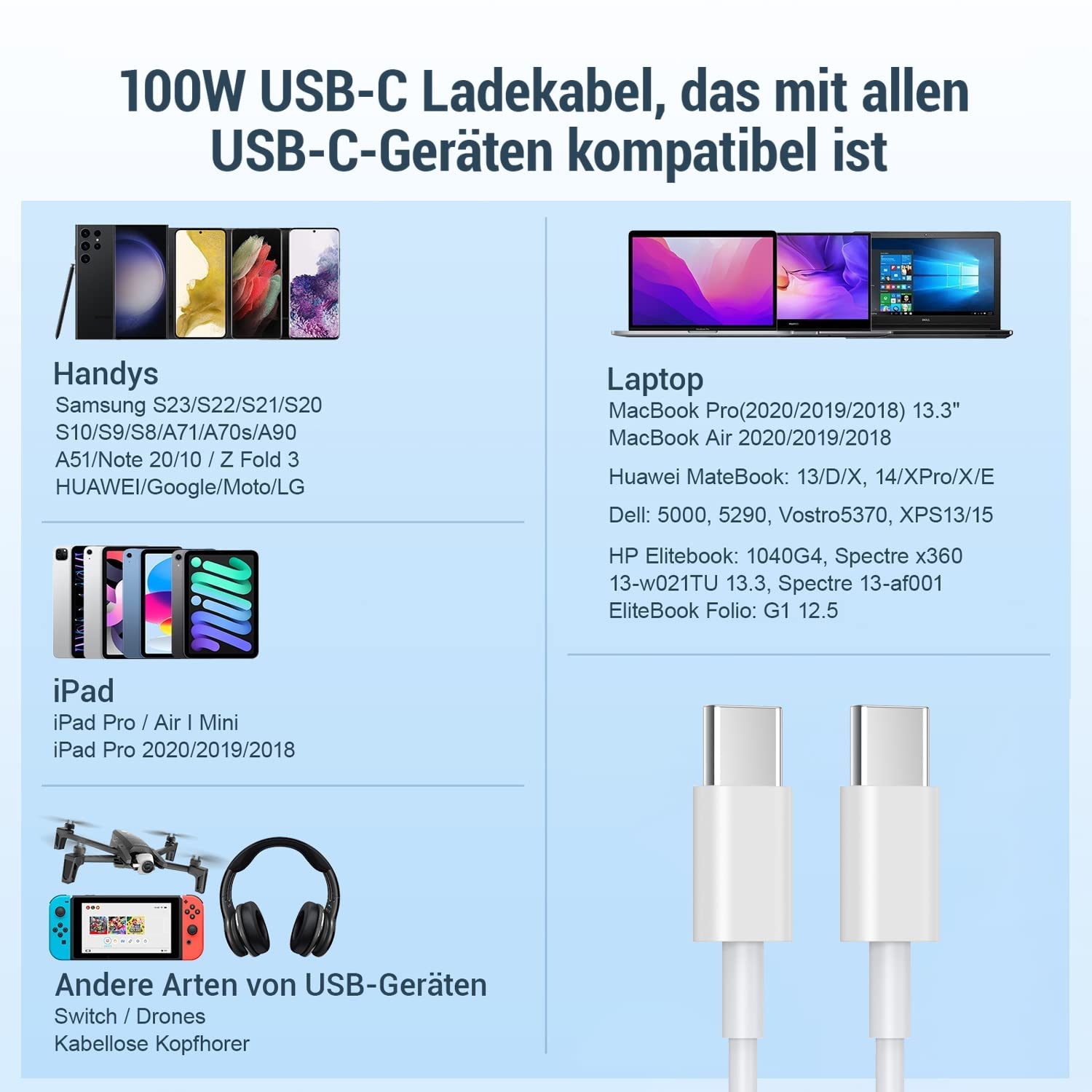 Thumbnail 6 de USB C auf USB C Kabel 2er‑Pack 100W 1,8 m