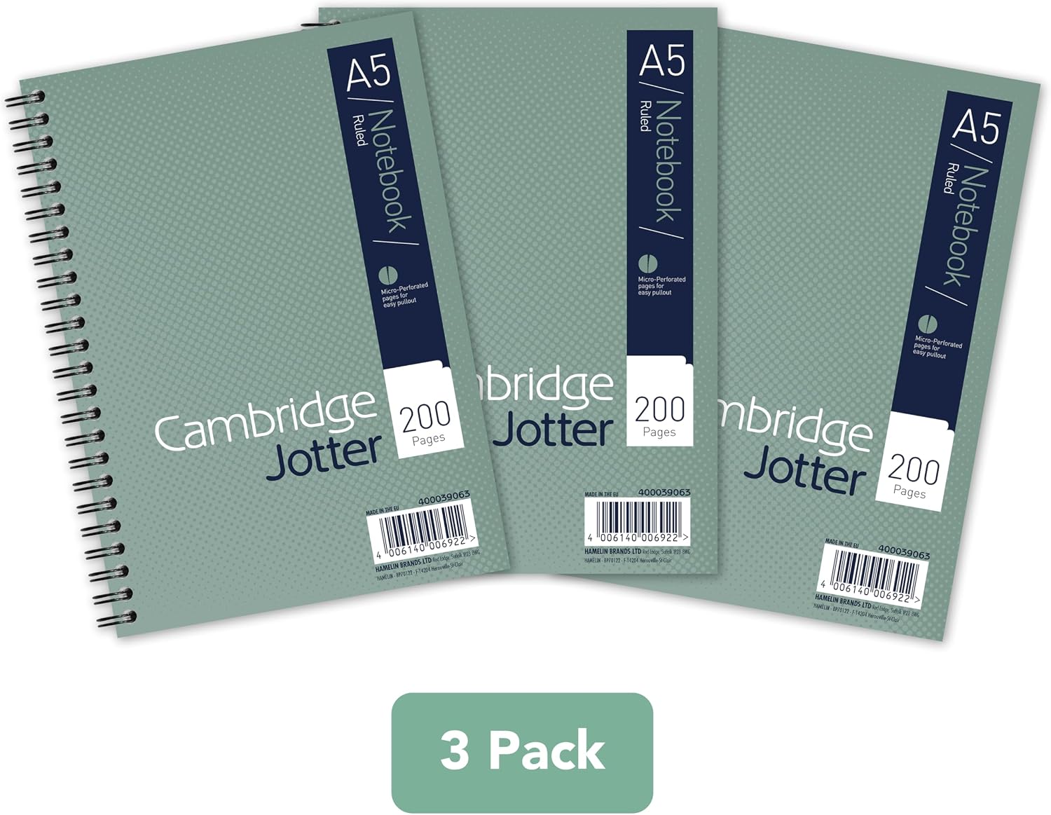 Thumbnail 6 de Cambridge Jotter A5 Notebook, Wirebound, 3-Pack – 200 Pages, 8 mm Ruled with Margin