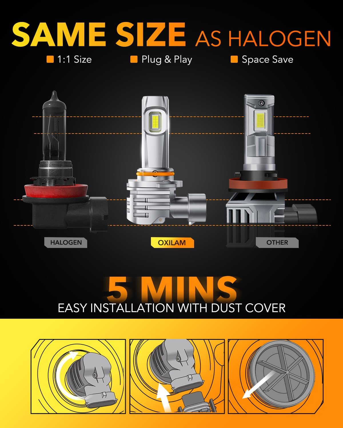 Thumbnail 6 de OXILAM H11 9005 Halogen Replacement Bulbs 4-pack