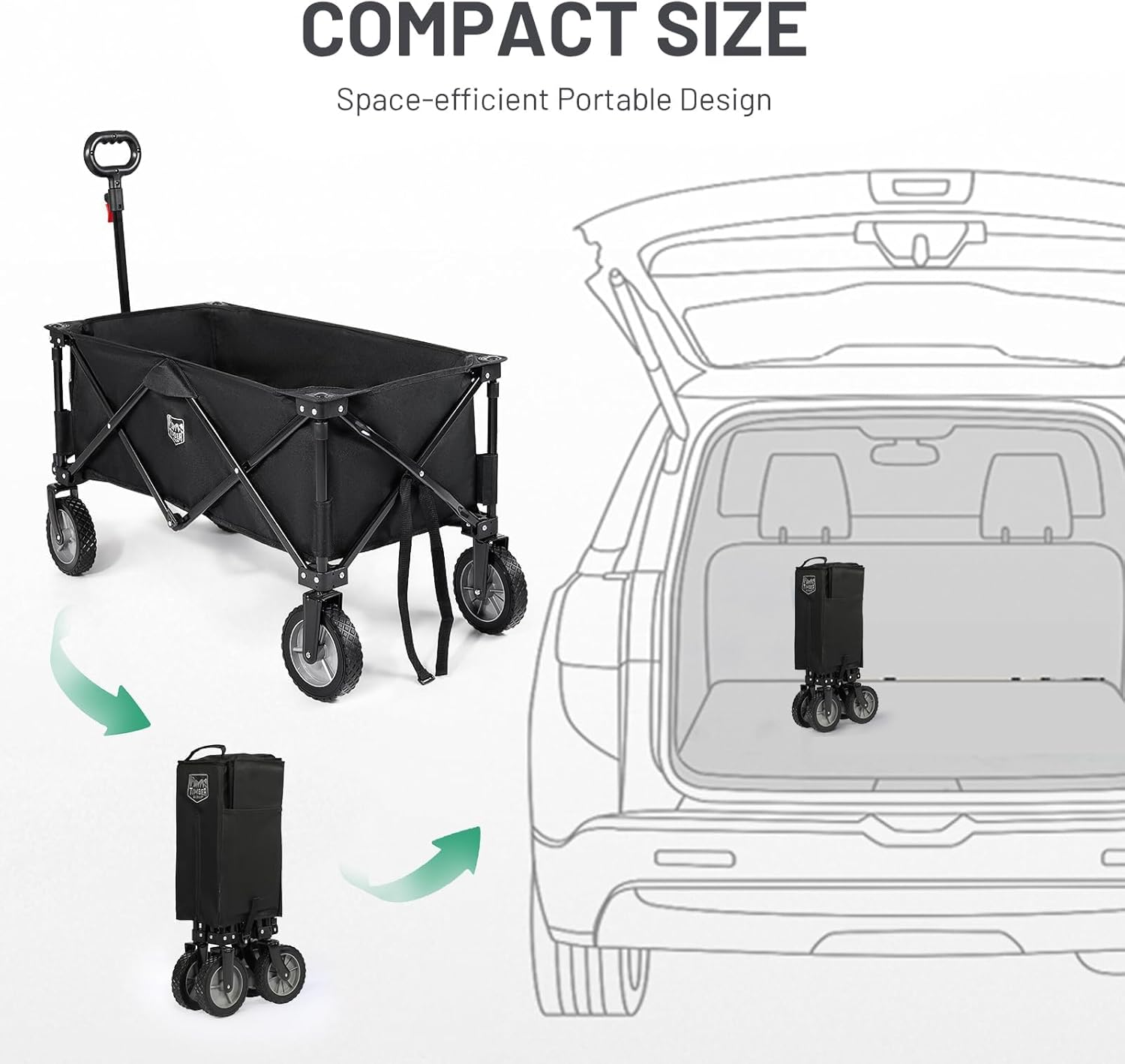 Thumbnail 5 de TIMBER RIDGE Festival Trolley on Wheels (200L) folding camping wagon with adjustable handle & cup holder, black