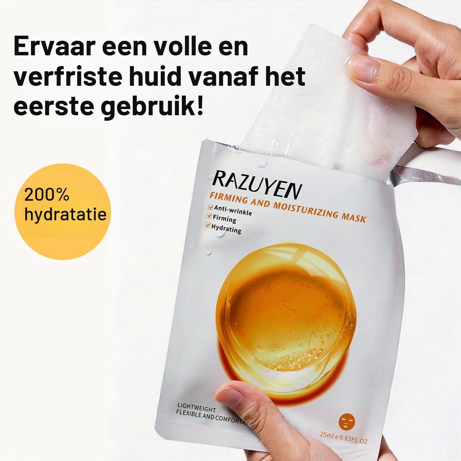 Thumbnail 3 de RAZUYEN RAMSKT3 gezichtsmasker met hyaluronzuur en peptiden, 10 stuks