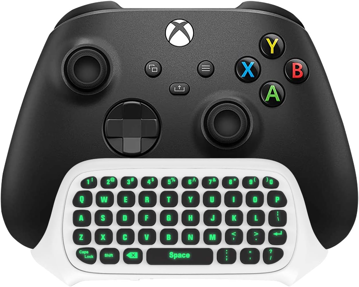 Detalle de TiMOVO Green Backlight Keyboard for Xbox One / Series X|S – Wireless Chatpad with Headset Jack