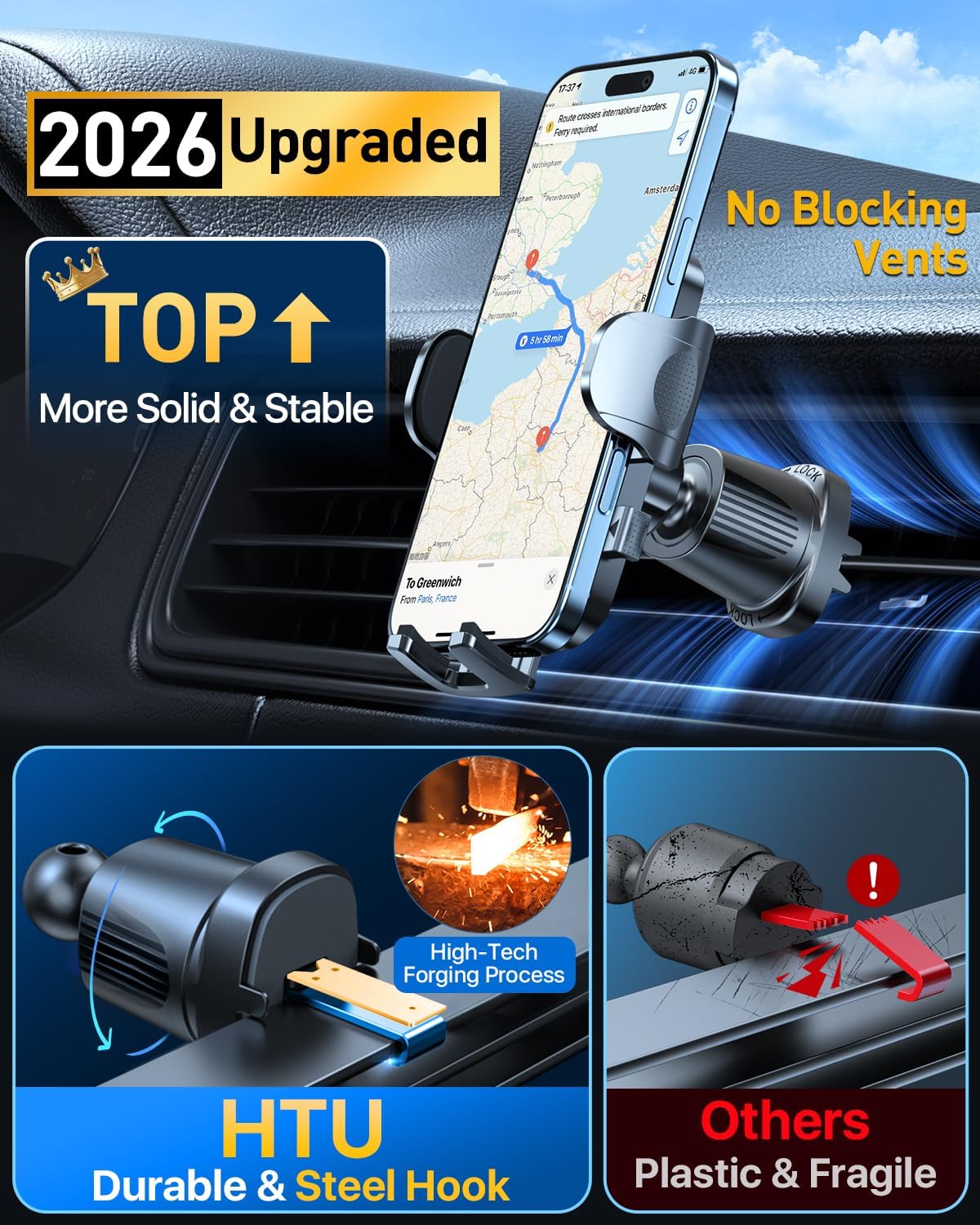 Thumbnail 4 de HTU Upgraded Strongest Suction Car Phone Holder