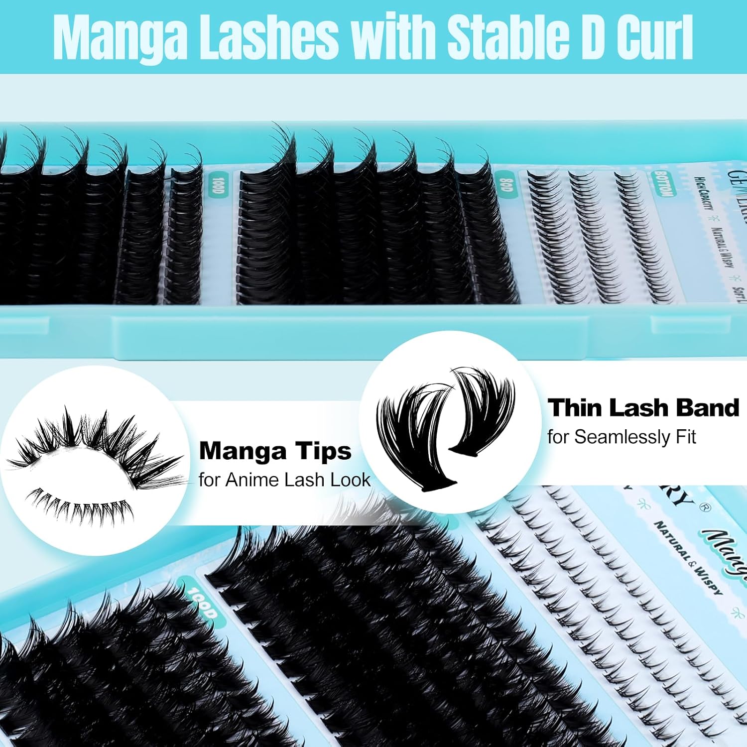 Detalle 2 de GEMERRY Ciglia Finte Ciuffetti wimperclusters D Curl, 10–18 mm