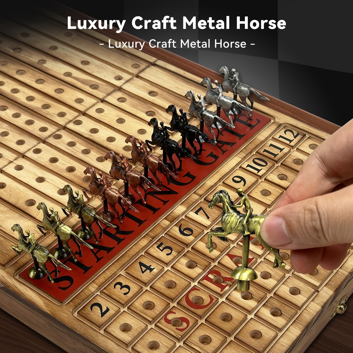Thumbnail 1 de Luxury 23-inch Wooden Horse Racing Board Game 🎲