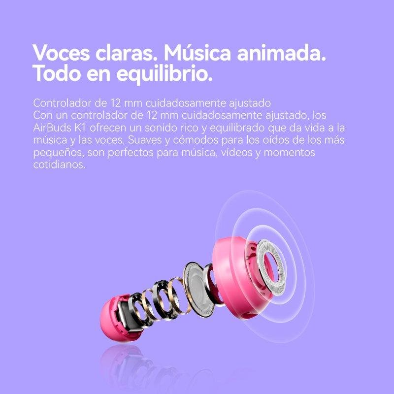 Detalle de Auriculares Blackview Airbuds K1: inalámbricos Bluetooth 6.0 para niños (azul)
