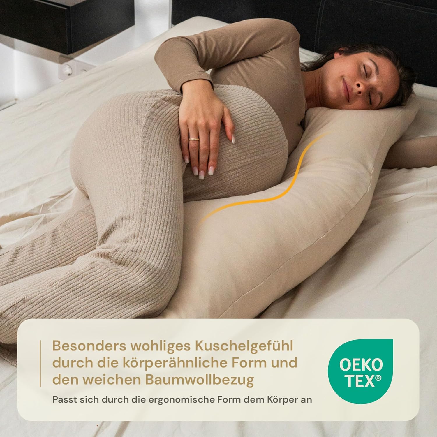 Thumbnail 5 de Opanoli ergonomisches Seitenschläferkissen – 100% Baumwolle, Oeko-TEX, Beige