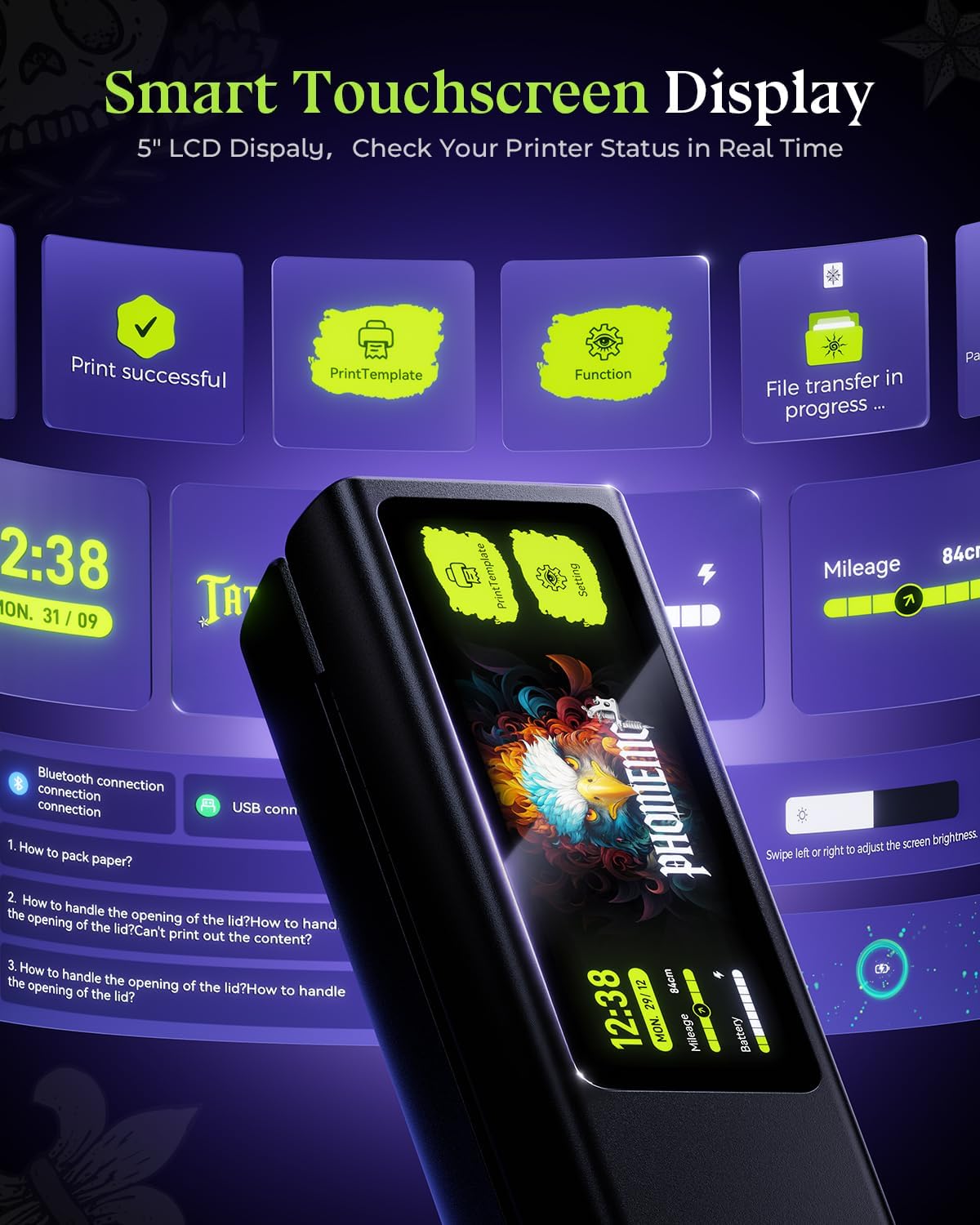 Detalle de Phomemo tattoo stencil printer with 5-inch touchscreen