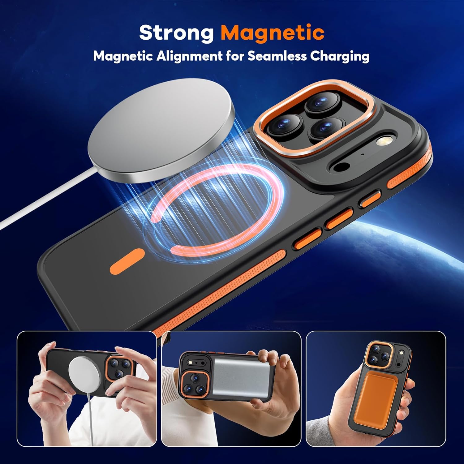 Thumbnail 3 de Misscase Case for iPhone 17 Pro Max with MagSafe, Privacy Screen Protector and Military-Grade Protection – Orange 6.9" Translucent Bumper