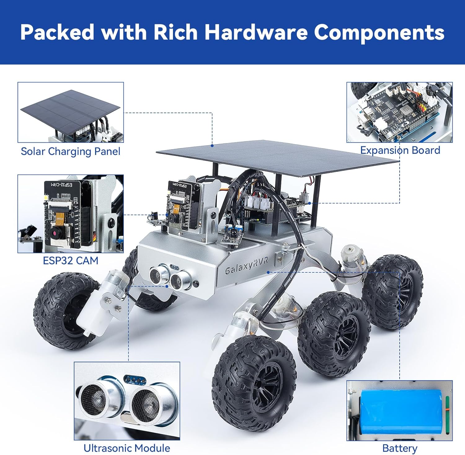 Thumbnail 1 de SUNFOUNDER GalaxyRVR Mars Rover Kit – Arduino UNO R3, ESP32 Cam et FPV en temps réel