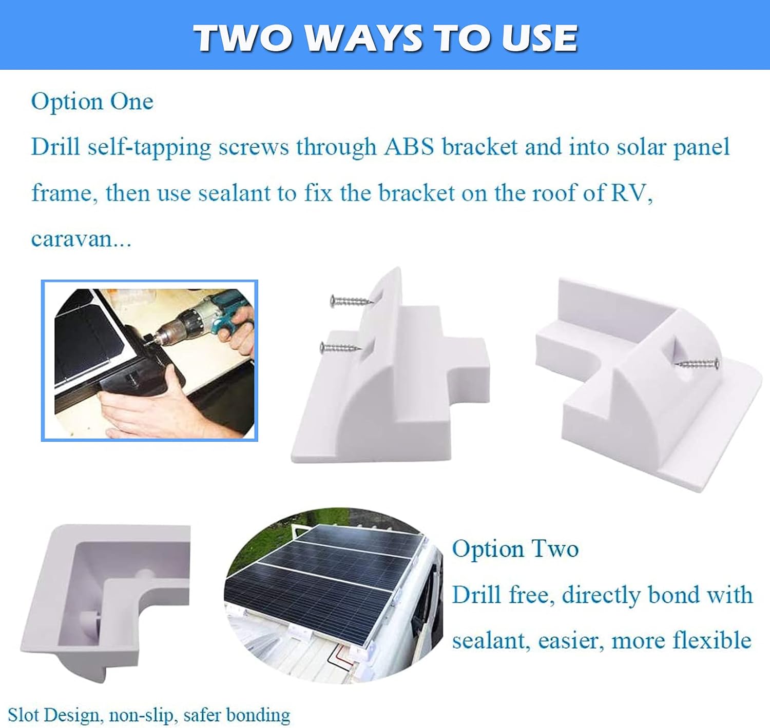 Thumbnail 3 de TRAMILY 6PCS Solar Panel Mounting Bracket White Rectangle Set – Corner and Side Supports for Flat Surfaces