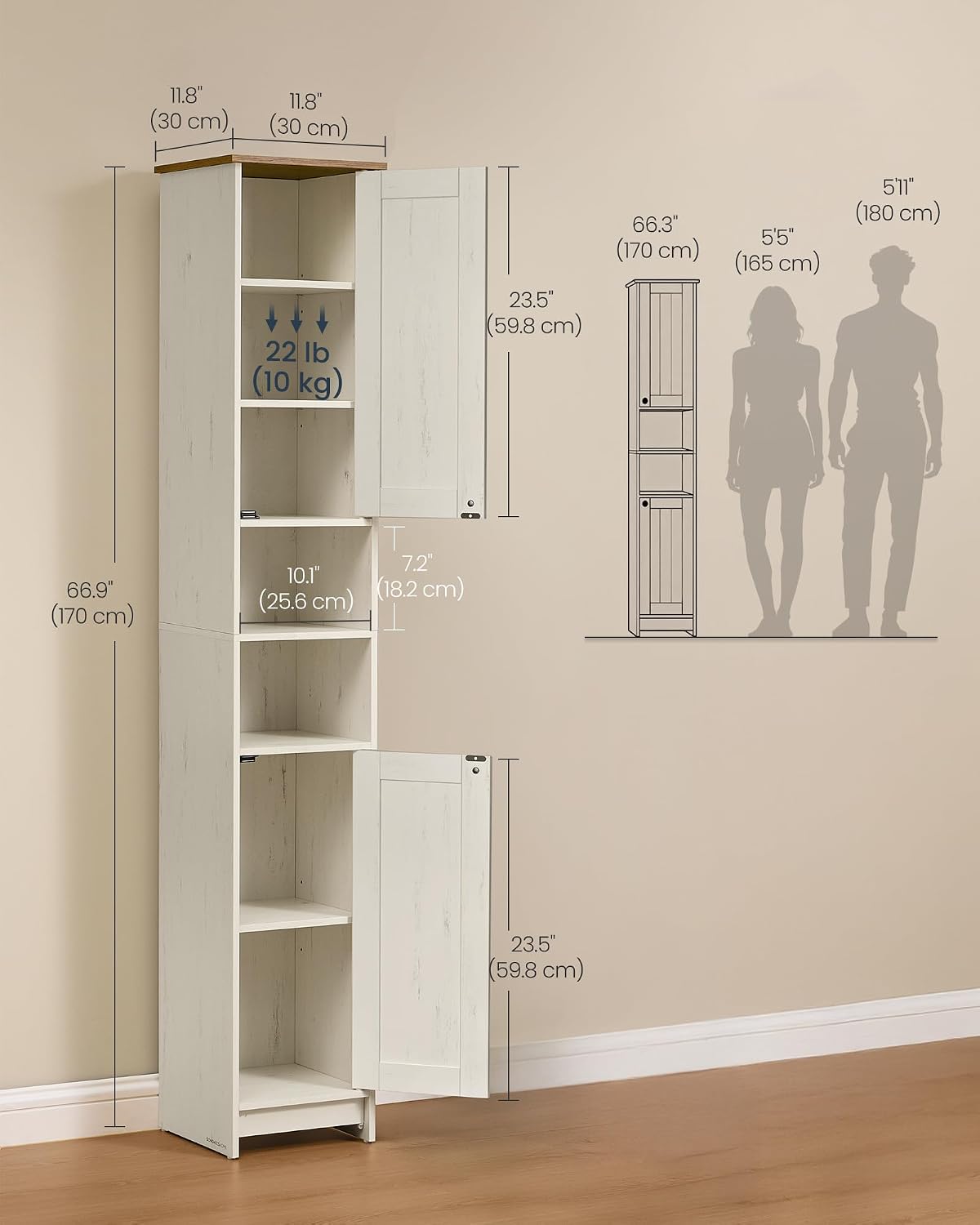 Detalle de SONGMICS Bathroom Storage Cabinet, 67-Inch Tall