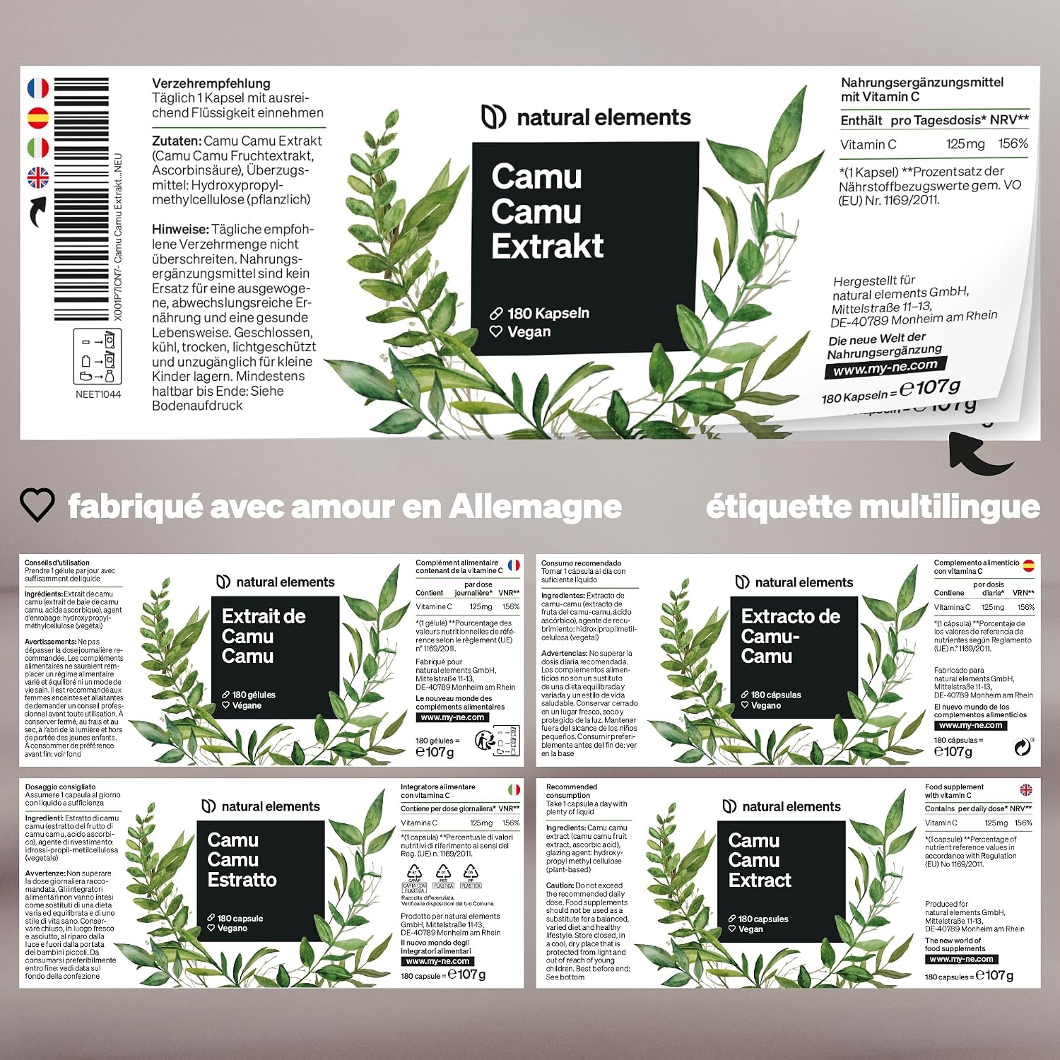 Thumbnail 4 de Gélules d’extrait de camu camu – vitamine C – 180 gélules véganes (500 mg par gélule)