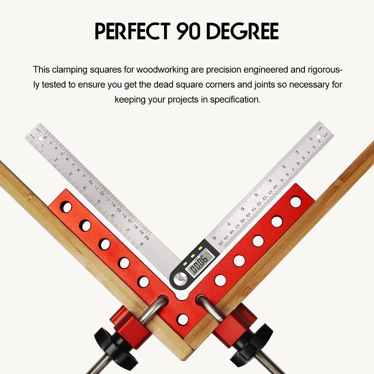 Detalle de 90 Degree Cabinet Clamp Corner Square (5.5 in x 5.5 in) Aluminum Alloy & Stainless Steel, Right-Angle Woodworking Clamp Tool (4-pack)
