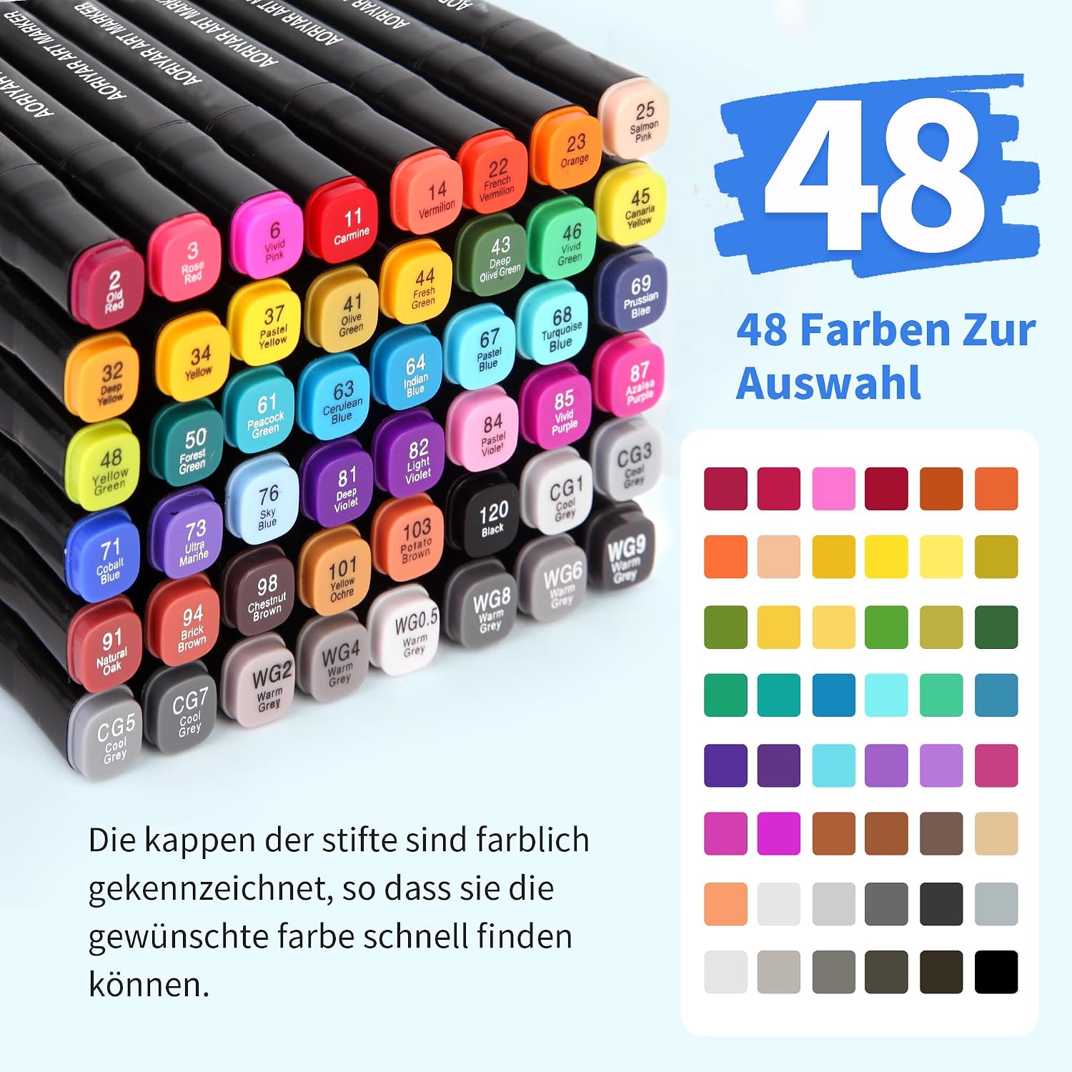 Detalle 2 de Aoriyar 48 Farben Kunst Marker Dual Tip 🎨