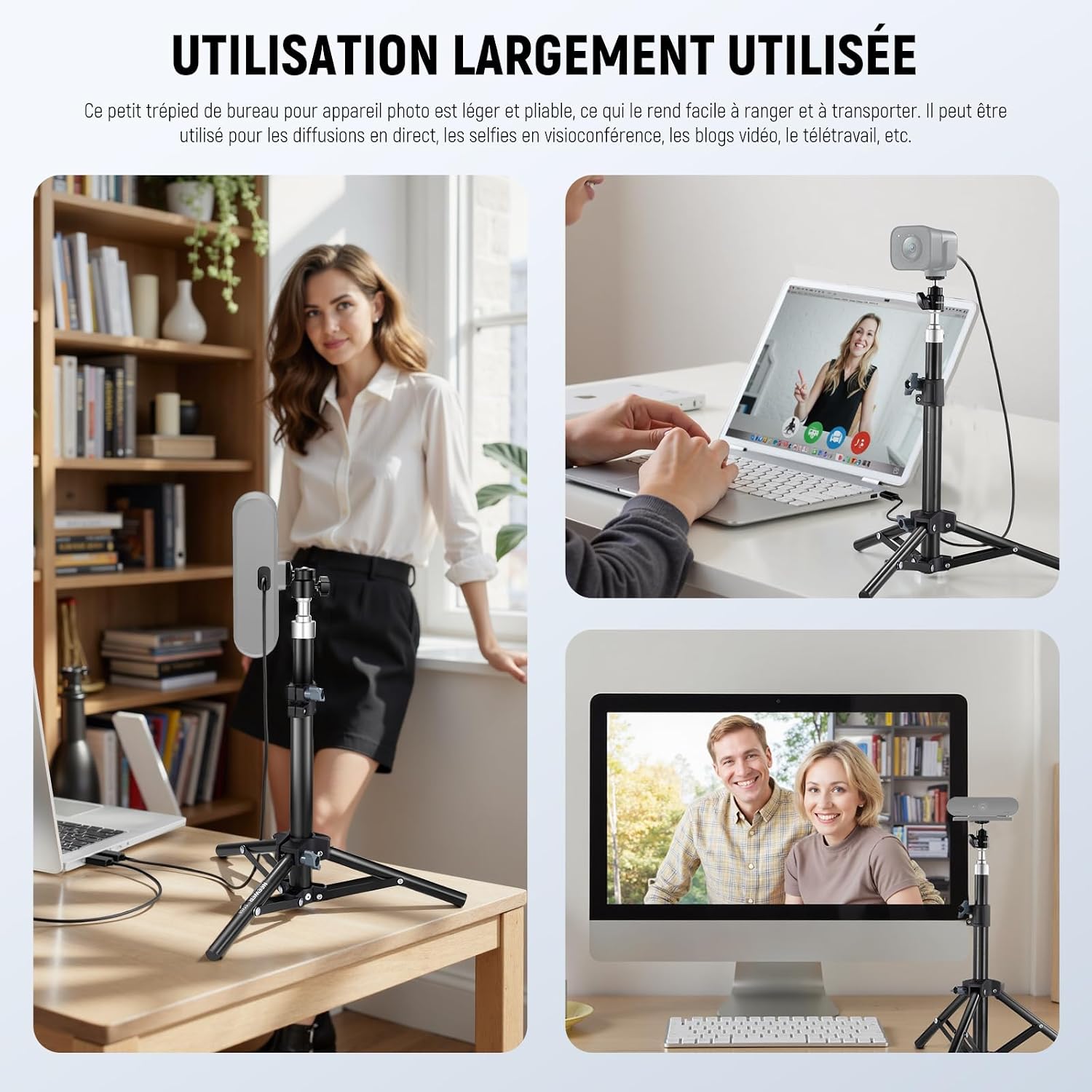 Detalle 2 de NEEWER Trépied pour webcam de bureau avec support téléphone (vis 6,35 mm) pour streaming et vidéoconférence