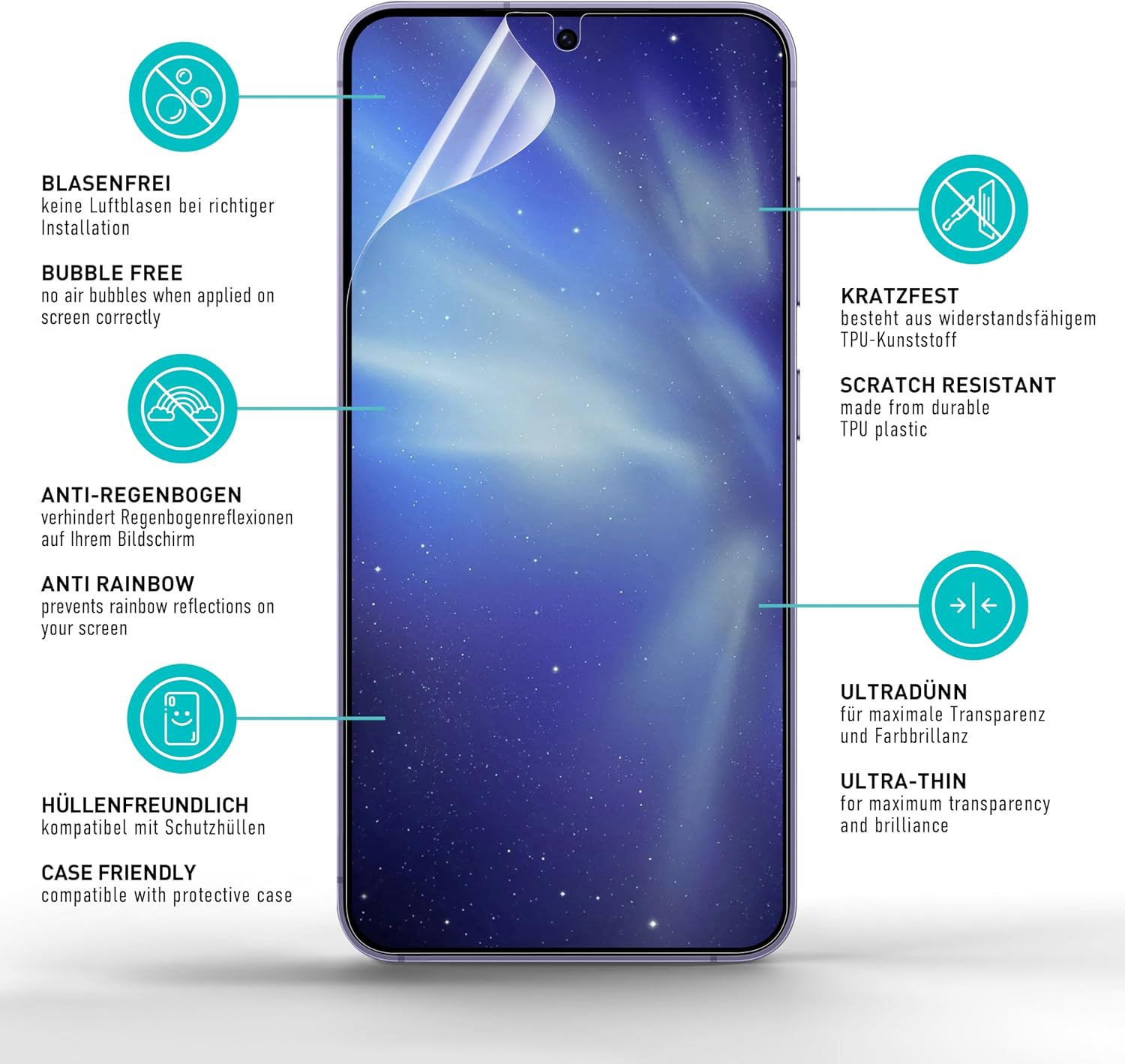 Thumbnail 4 de SmarTect TPU Screen Protector for Samsung Galaxy S25, 2 Films and 2 Camera Protectors