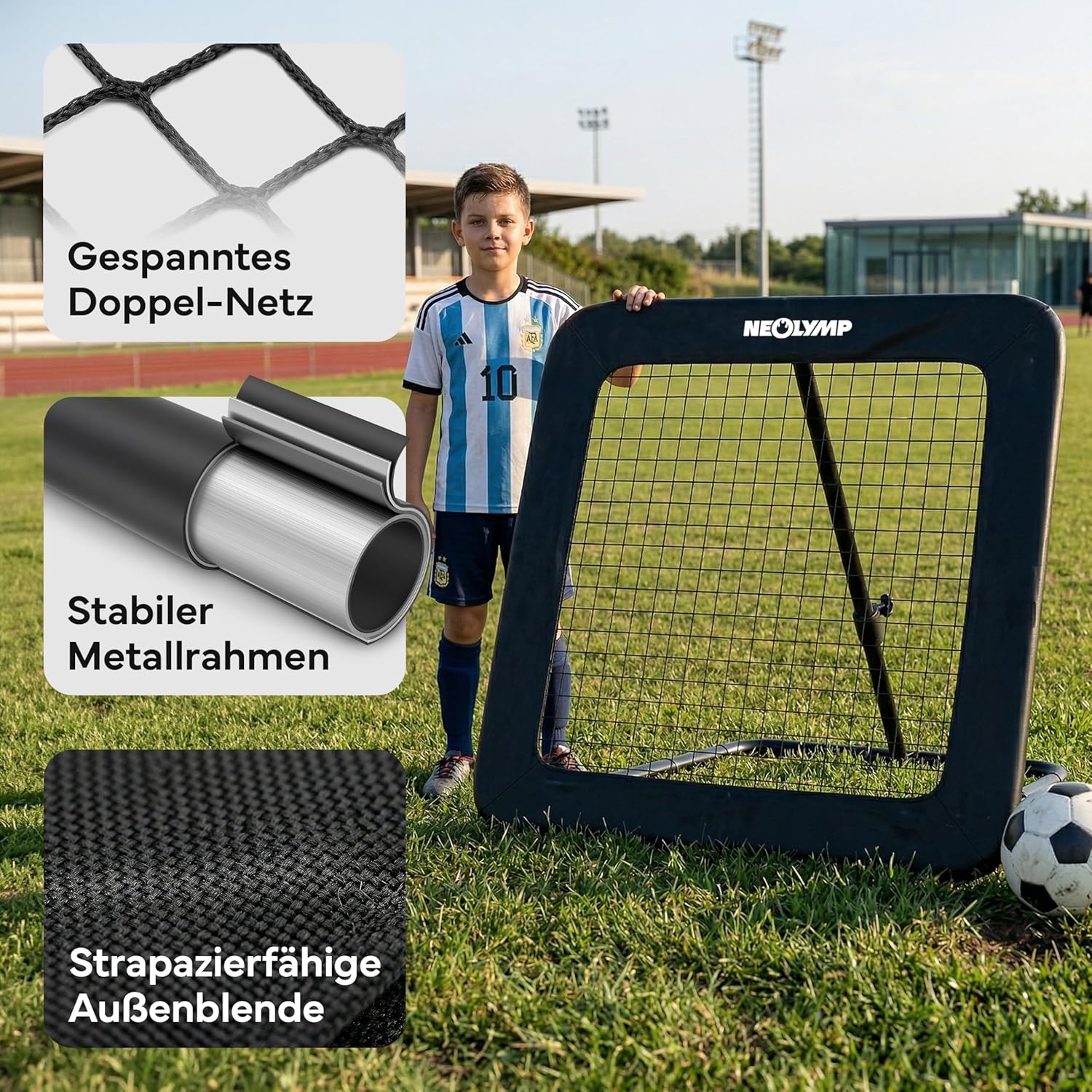 Thumbnail 4 de NEOLYMP Rebounder Fußball – Stufenlos verstellbar, robuster Metallrahmen, indoor/outdoor