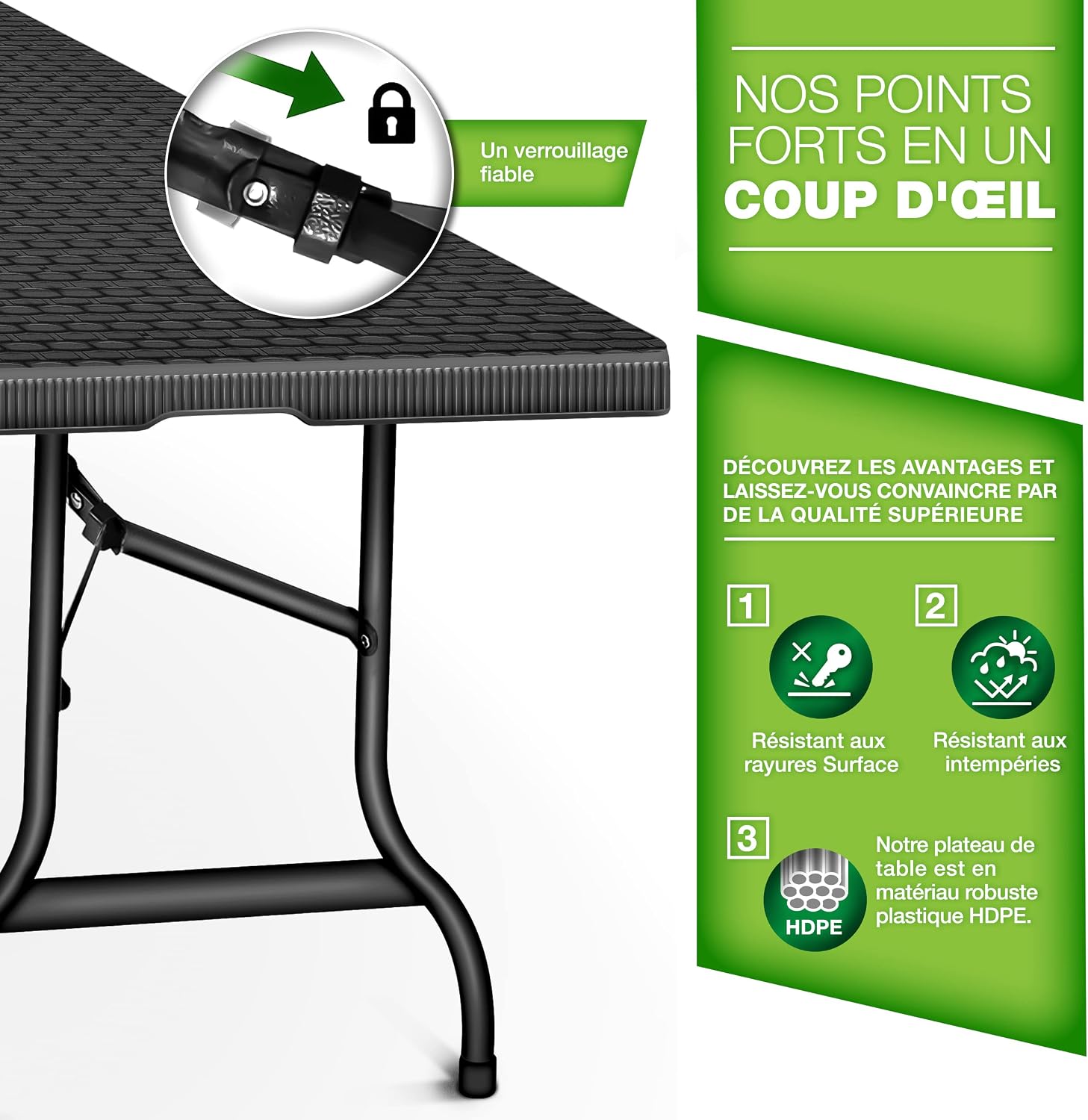 Detalle 2 de Tillvex Table de jardin pliante 180×75 cm